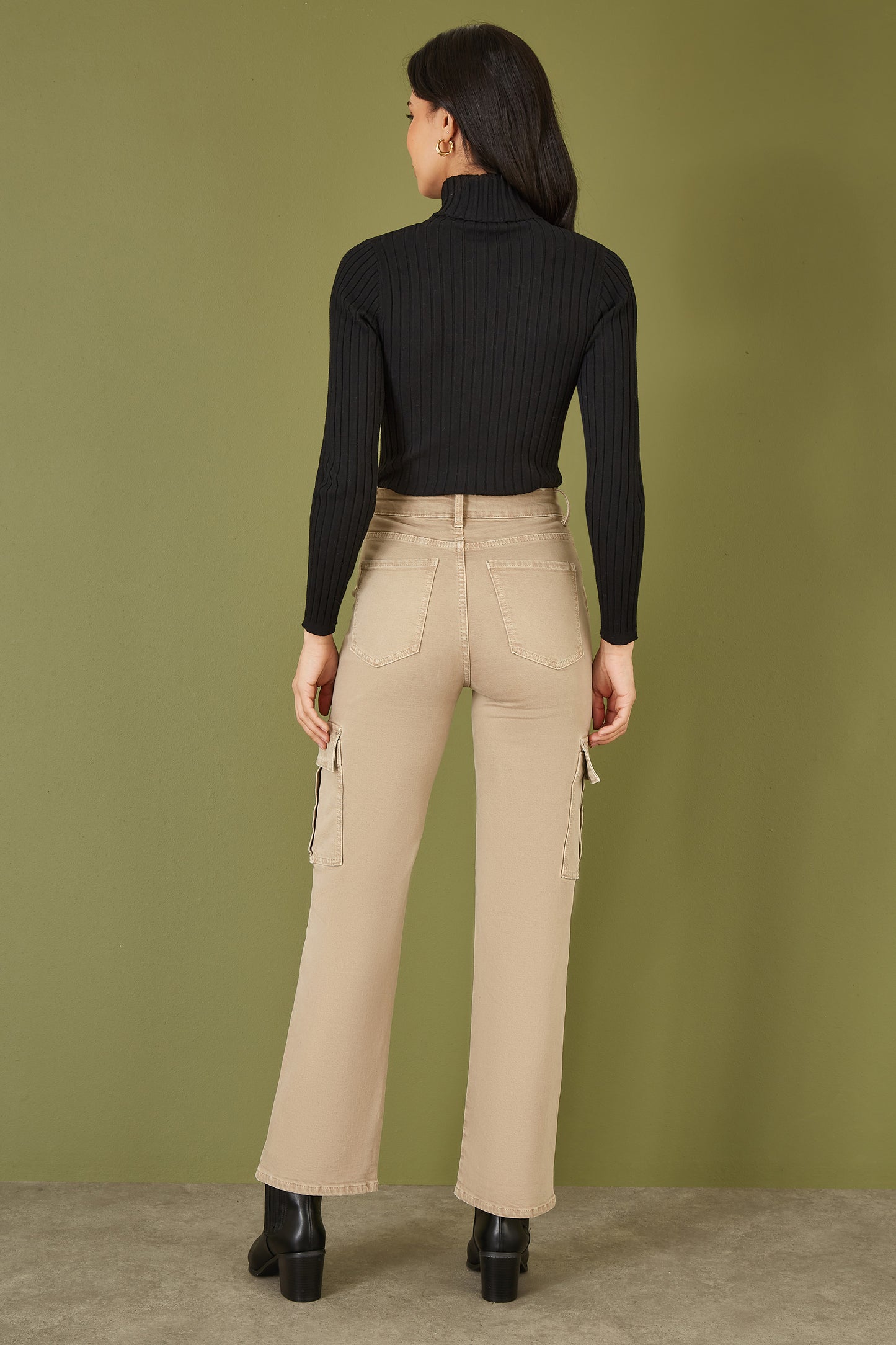 Yumi Black Ribbed Knit Roll Neck Jumper Knit Jumper Yumi