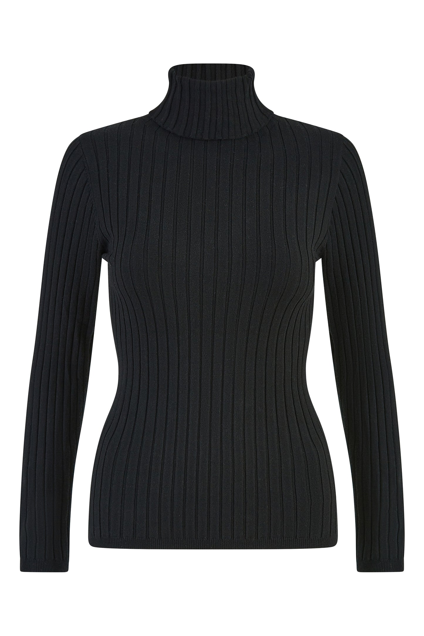 Yumi Black Ribbed Knit Roll Neck Jumper Knit Jumper Yumi