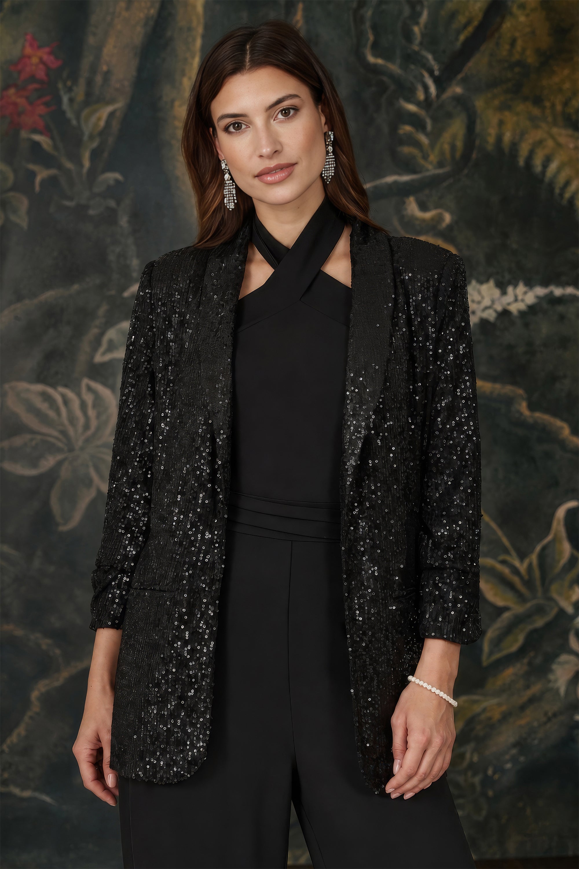 Sequin Blazer Pockets