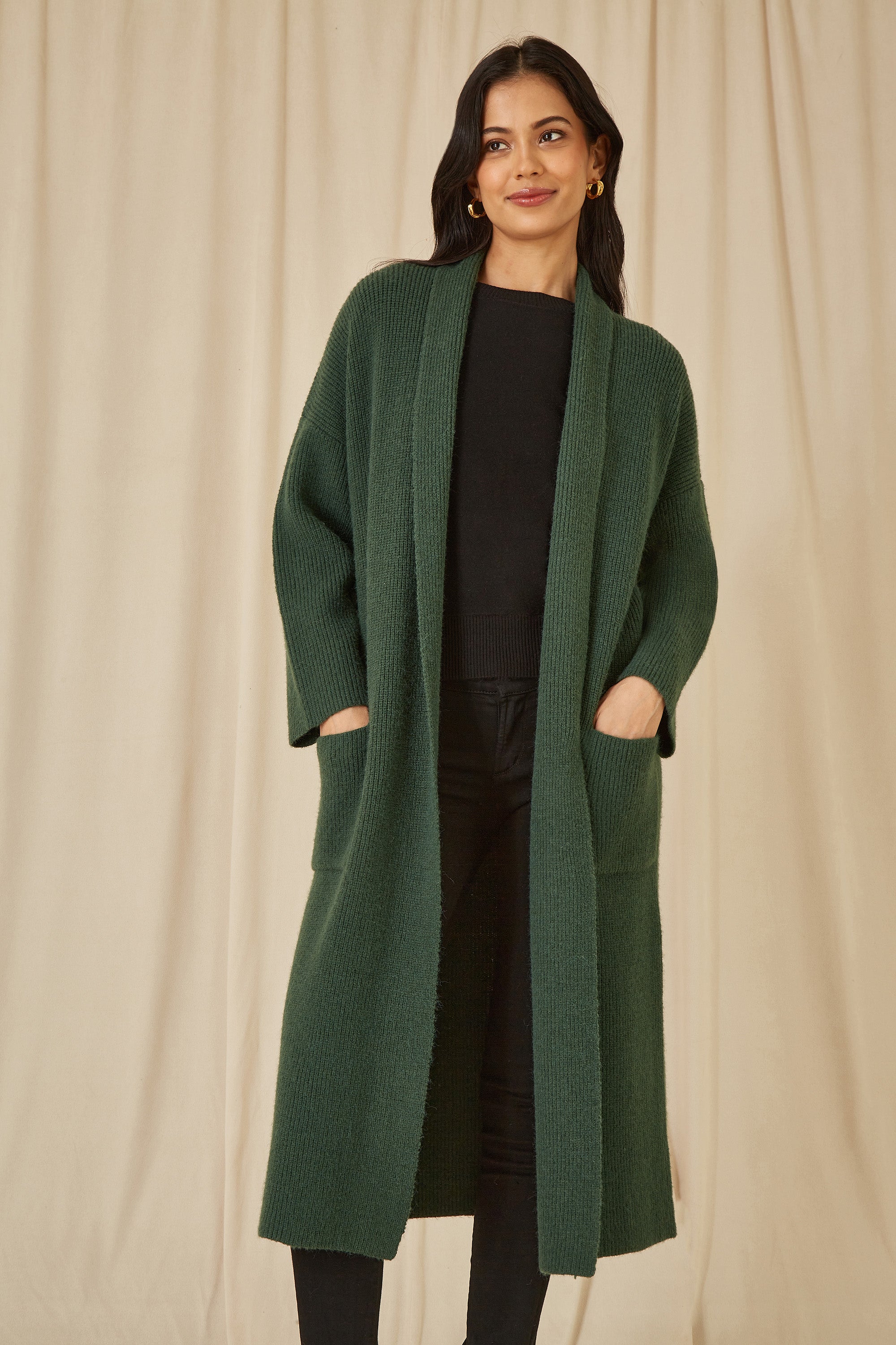 Knitted Maxi Cardigan Pockets