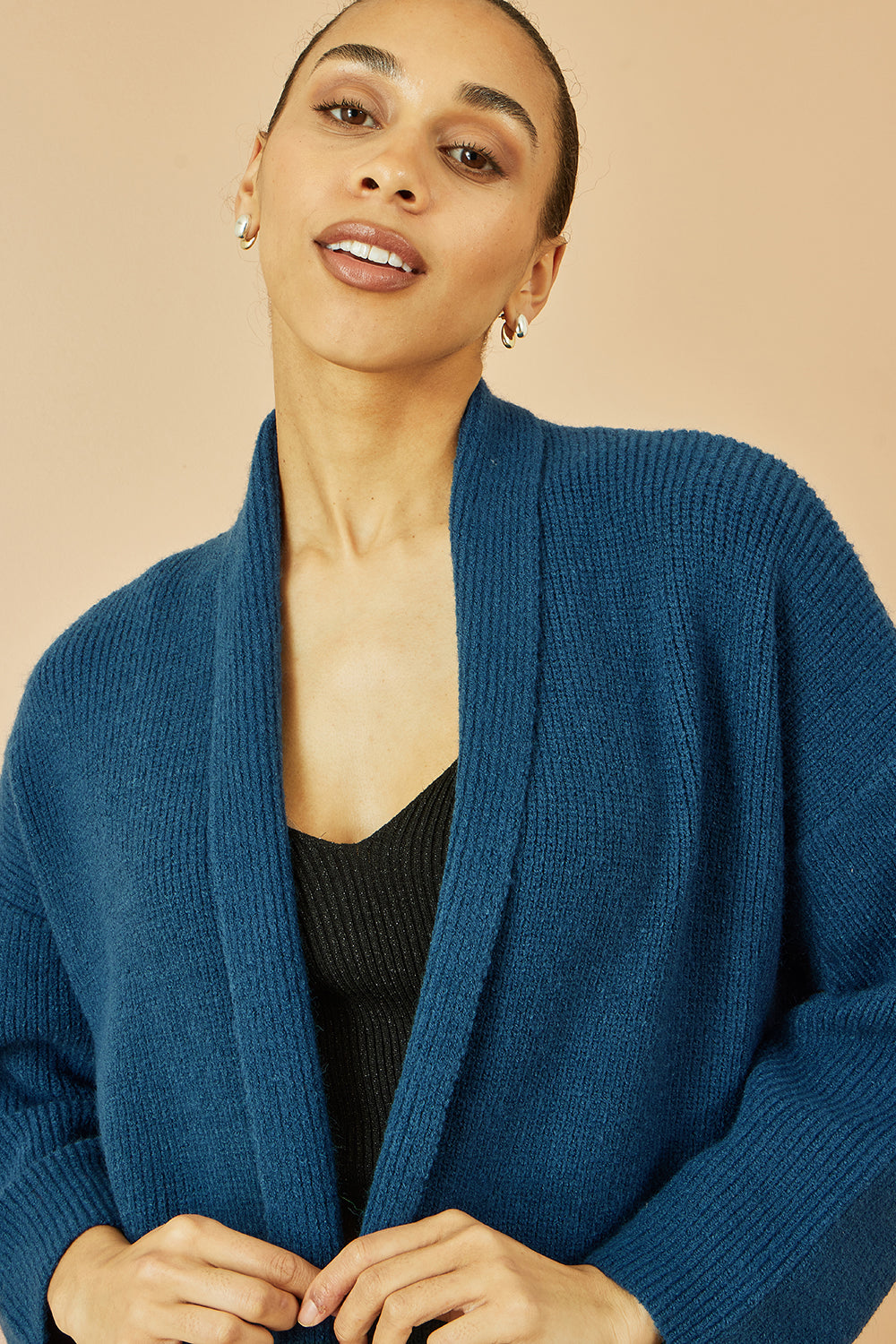 Yumi Teal Knitted Maxi Cardigan With Pockets Knit Cardigan Yumi