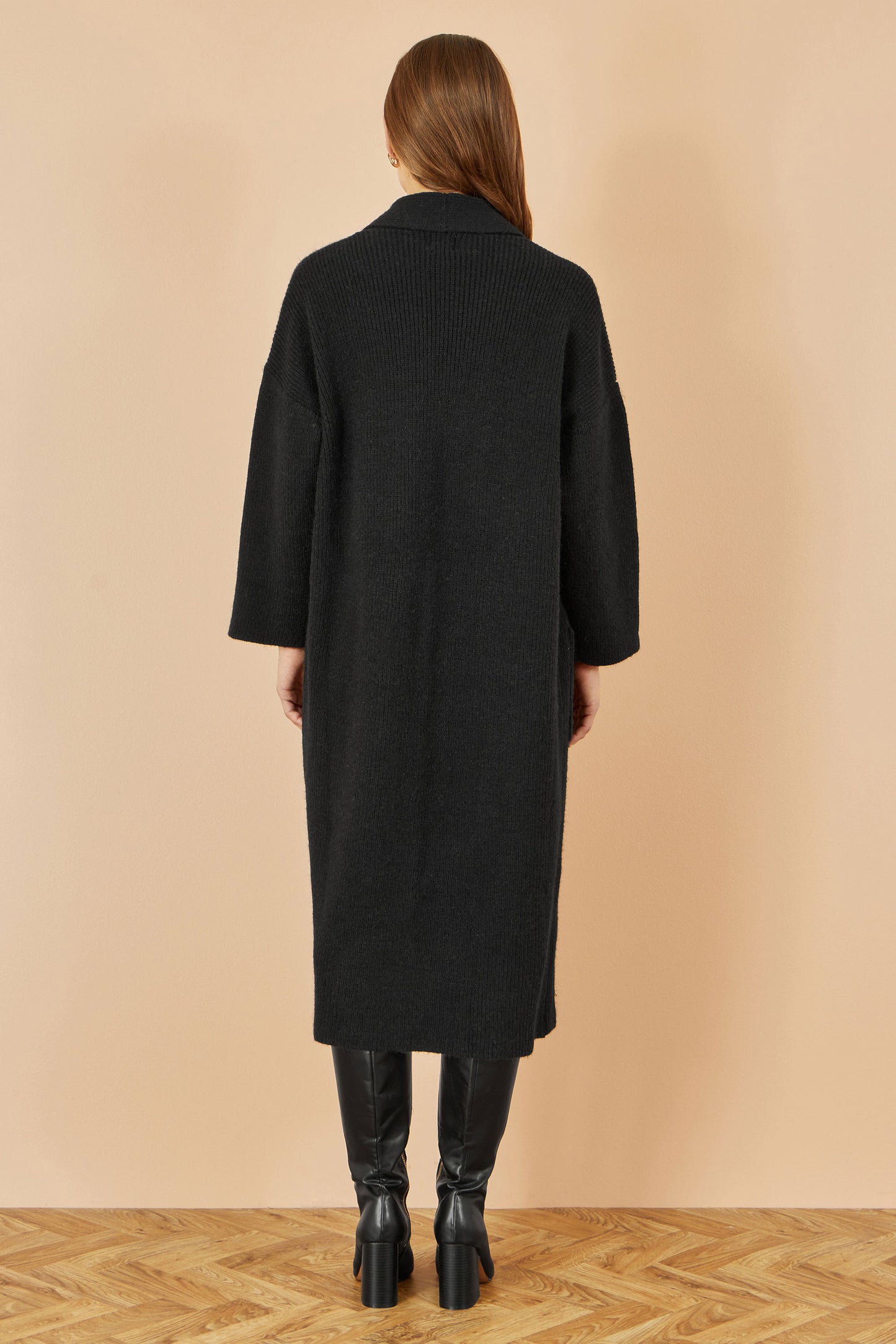 Yumi Black Knitted Maxi Cardigan With Pockets Knit Cardigan Yumi