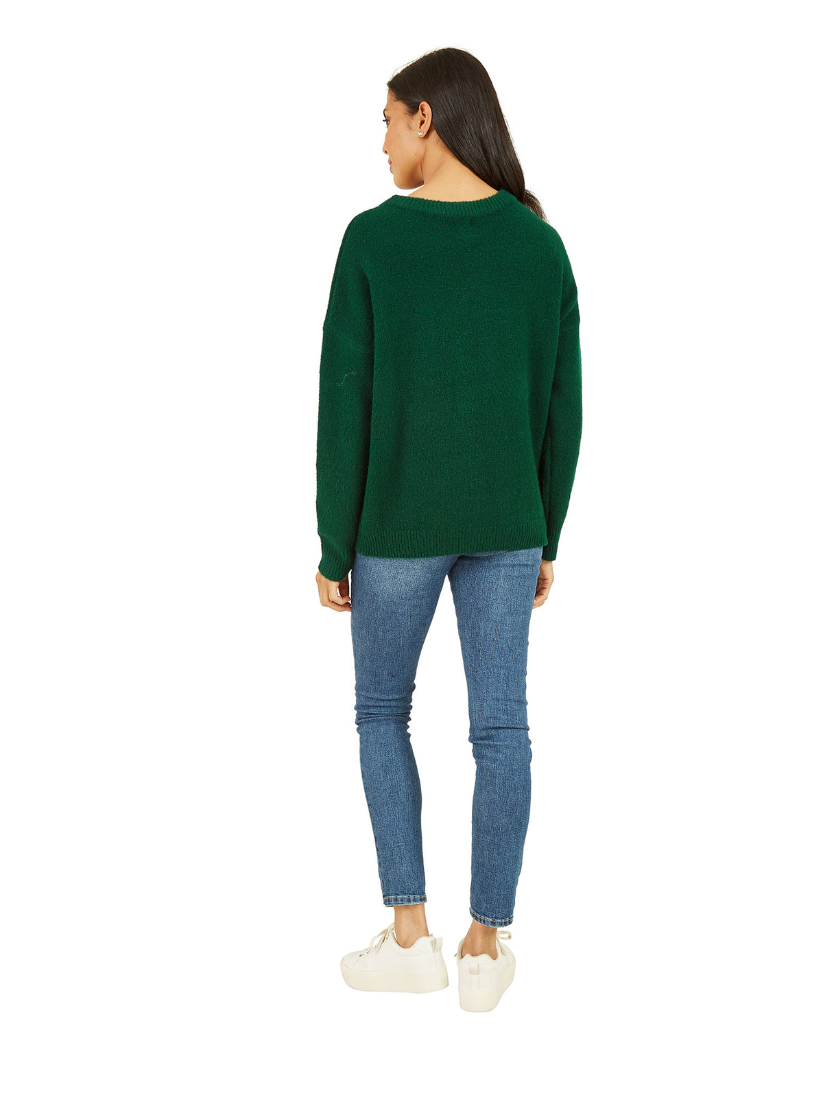 Yumi Green Sequin Bow Knitted Jumper Yumi