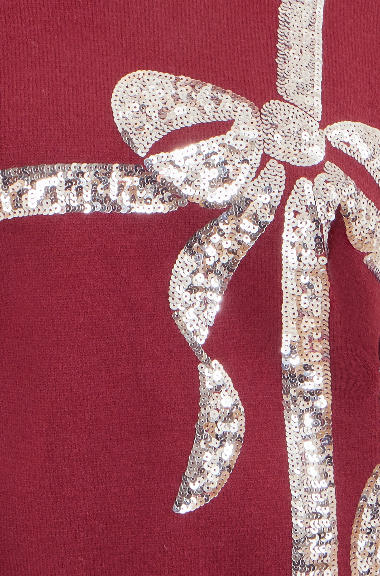 Yumi Burgundy Sequin Bow Knitted Jumper Knit Xmas Jumper Yumi