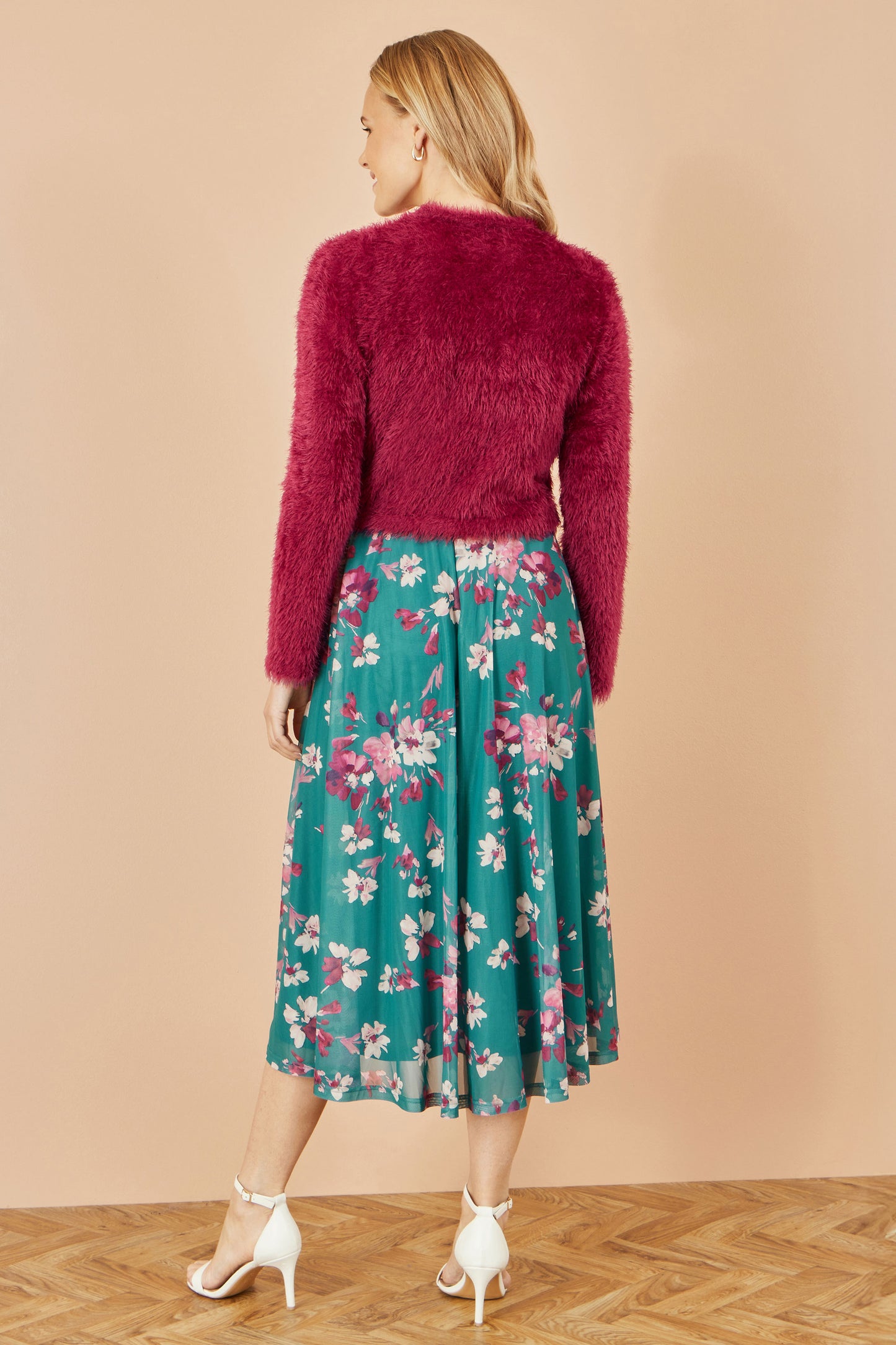 Yumi Burgundy Eyelash Knit Bolero Knit Cardigan Yumi