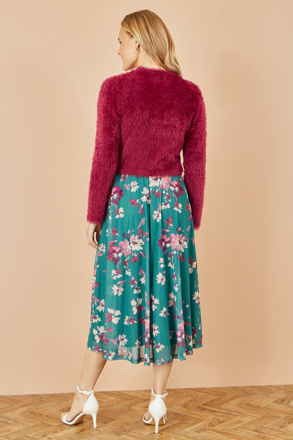 Yumi Burgundy Eyelash Knit Bolero Knit Cardigan Yumi