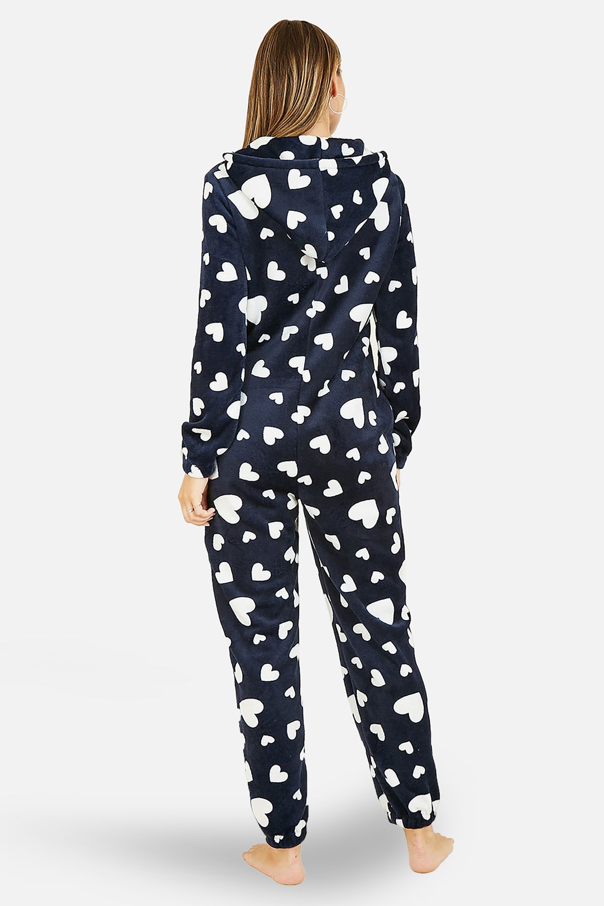 Yumi Navy Heart Super Soft Onesie With Pockets Yumi