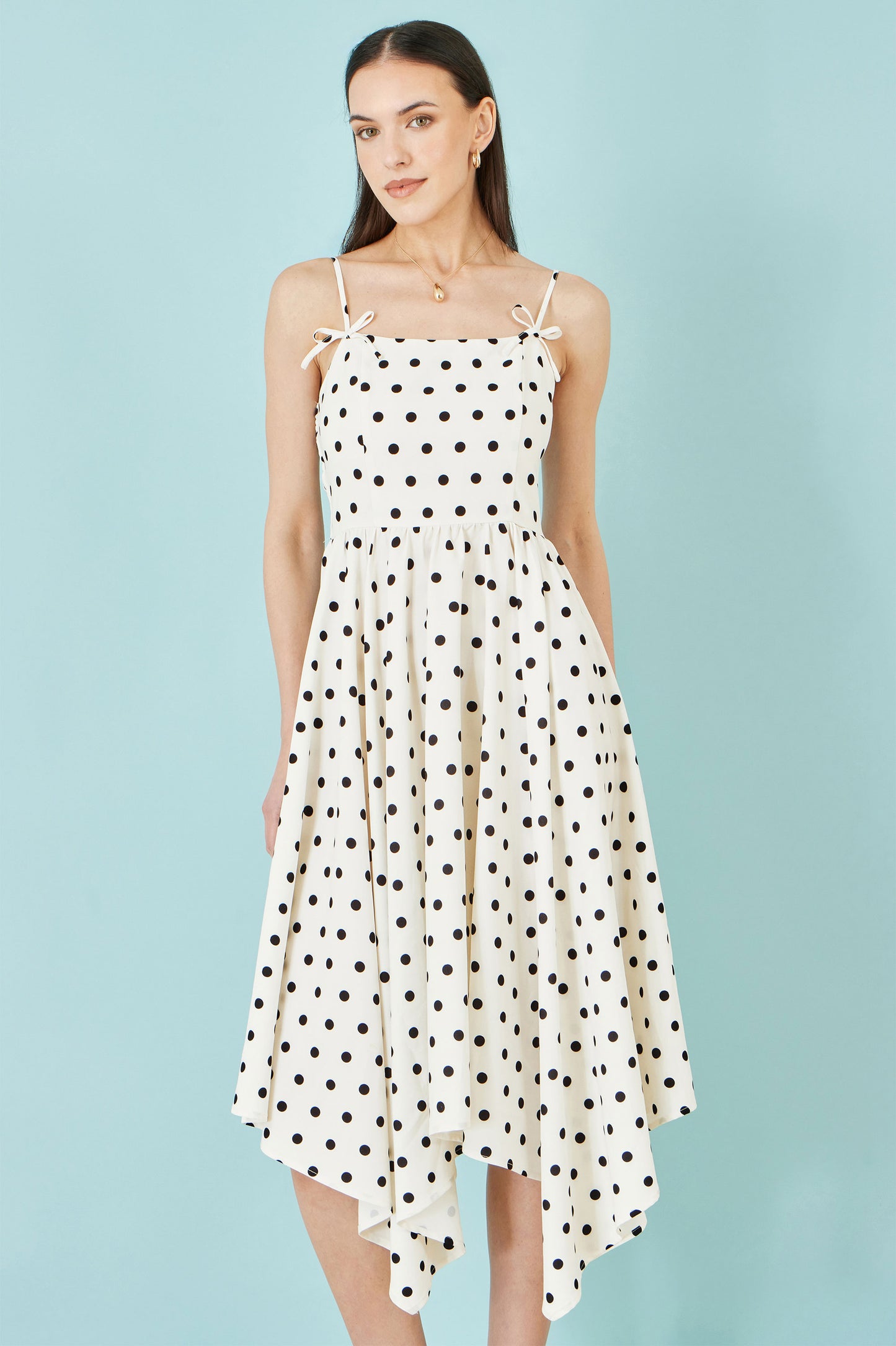 Yumi Polka Dot Hankerchief Hem Dress Dress Casual Yumi