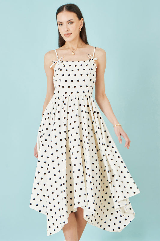 Yumi Polka Dot Hankerchief Hem Dress Dress Casual Yumi