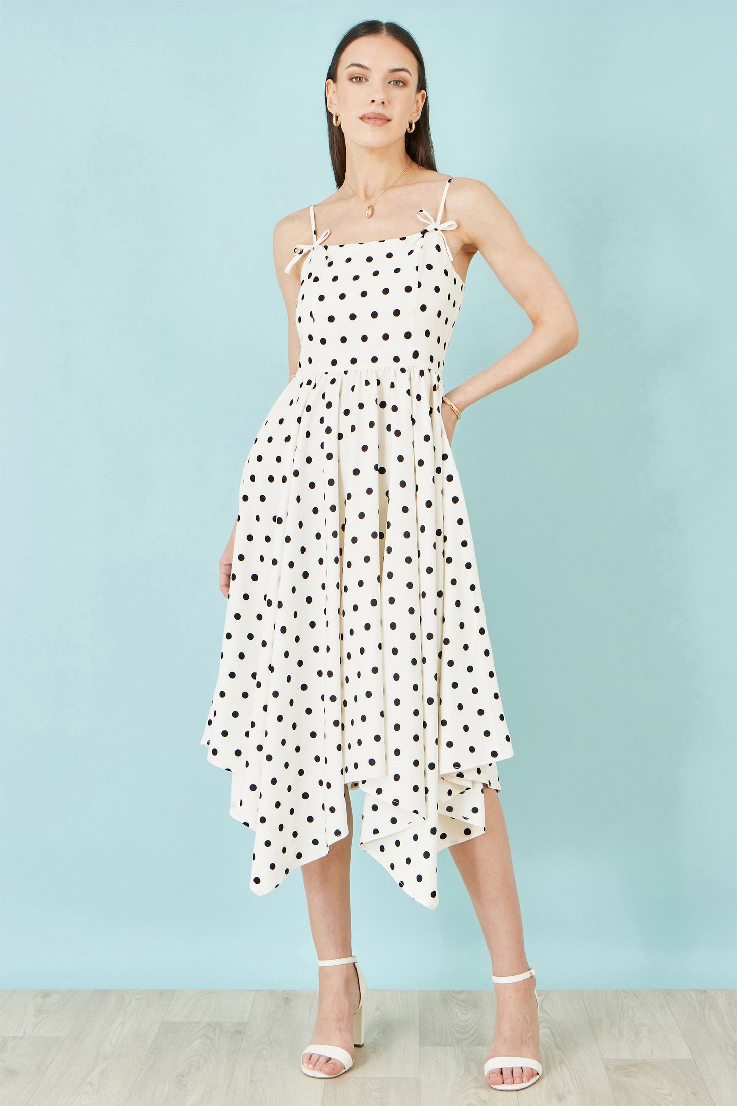 Yumi Polka Dot Hankerchief Hem Dress Dress Casual Yumi