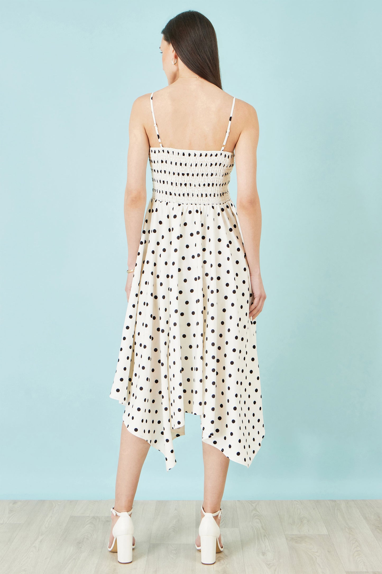 Yumi Polka Dot Hankerchief Hem Dress Dress Casual Yumi