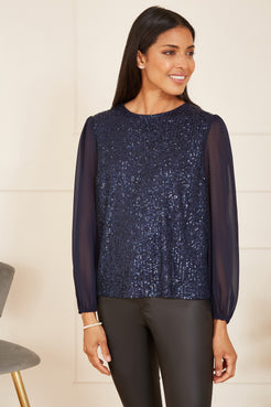 Twisted Sequin Top by Sayuri. main image 1