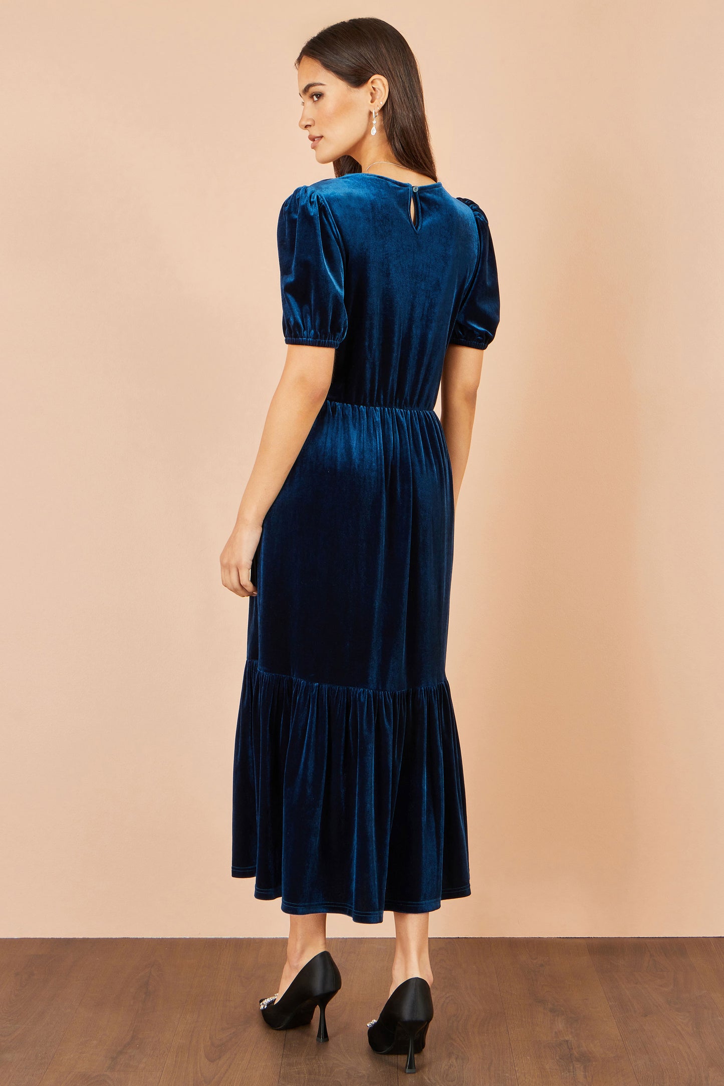 Yumi Teal Velvet Midi Dress Dress Party Yumi