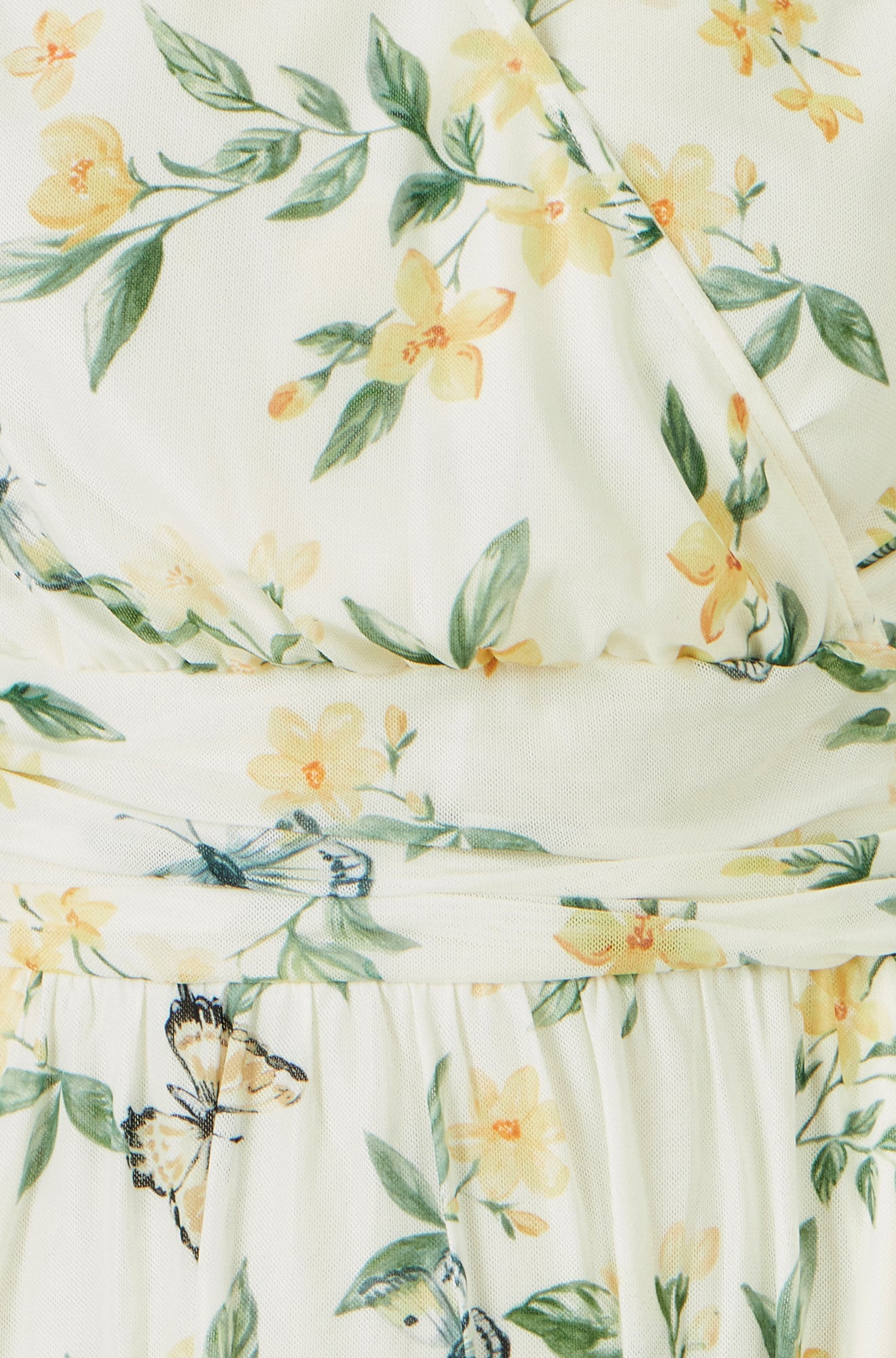 Yumi White Floral Print Mesh Stretch Midi Dress With Pockets Dress Occasion Yumi