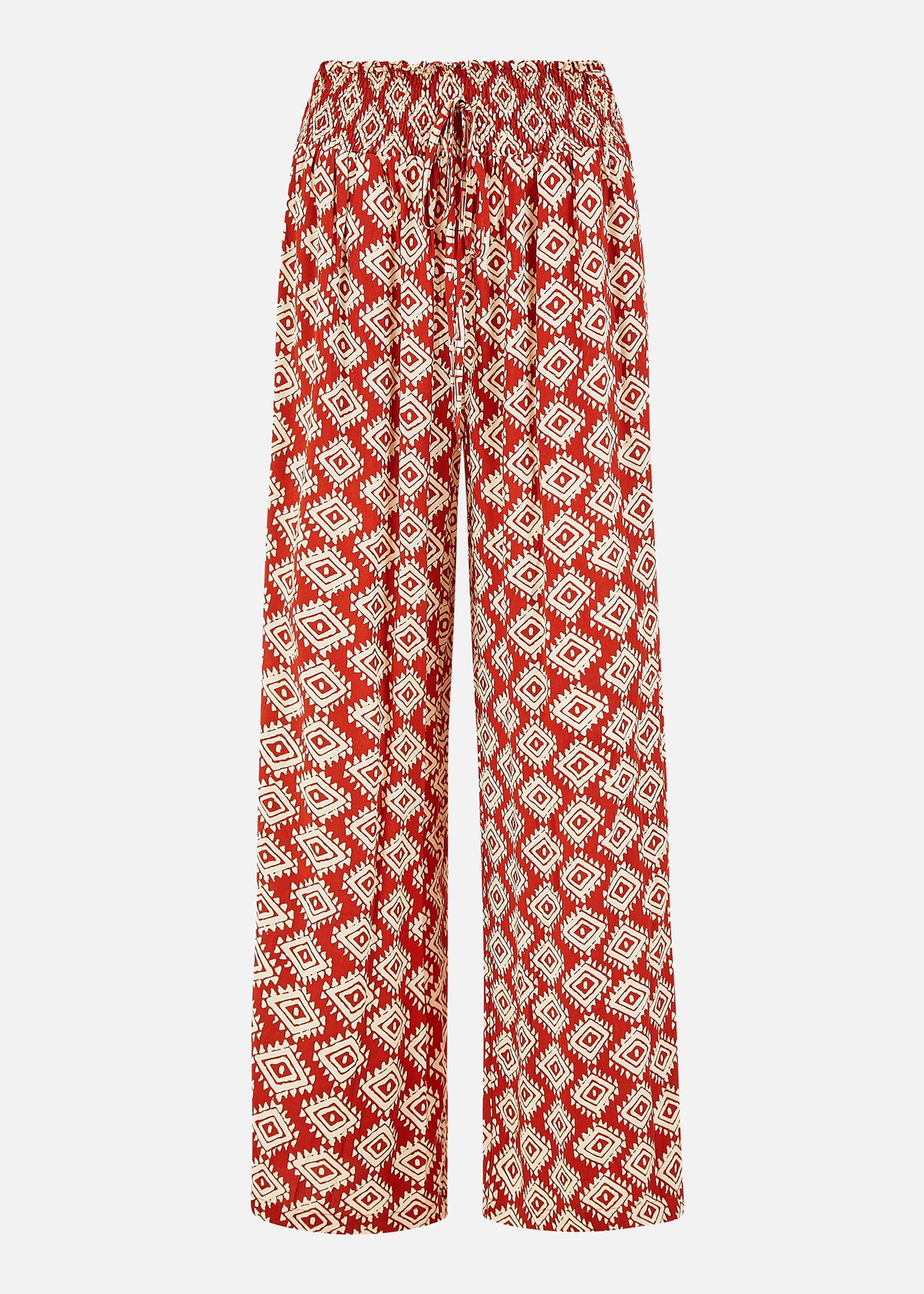 Yumi Red Geo Print Relaxed Fit Trousers TROUSER Yumi
