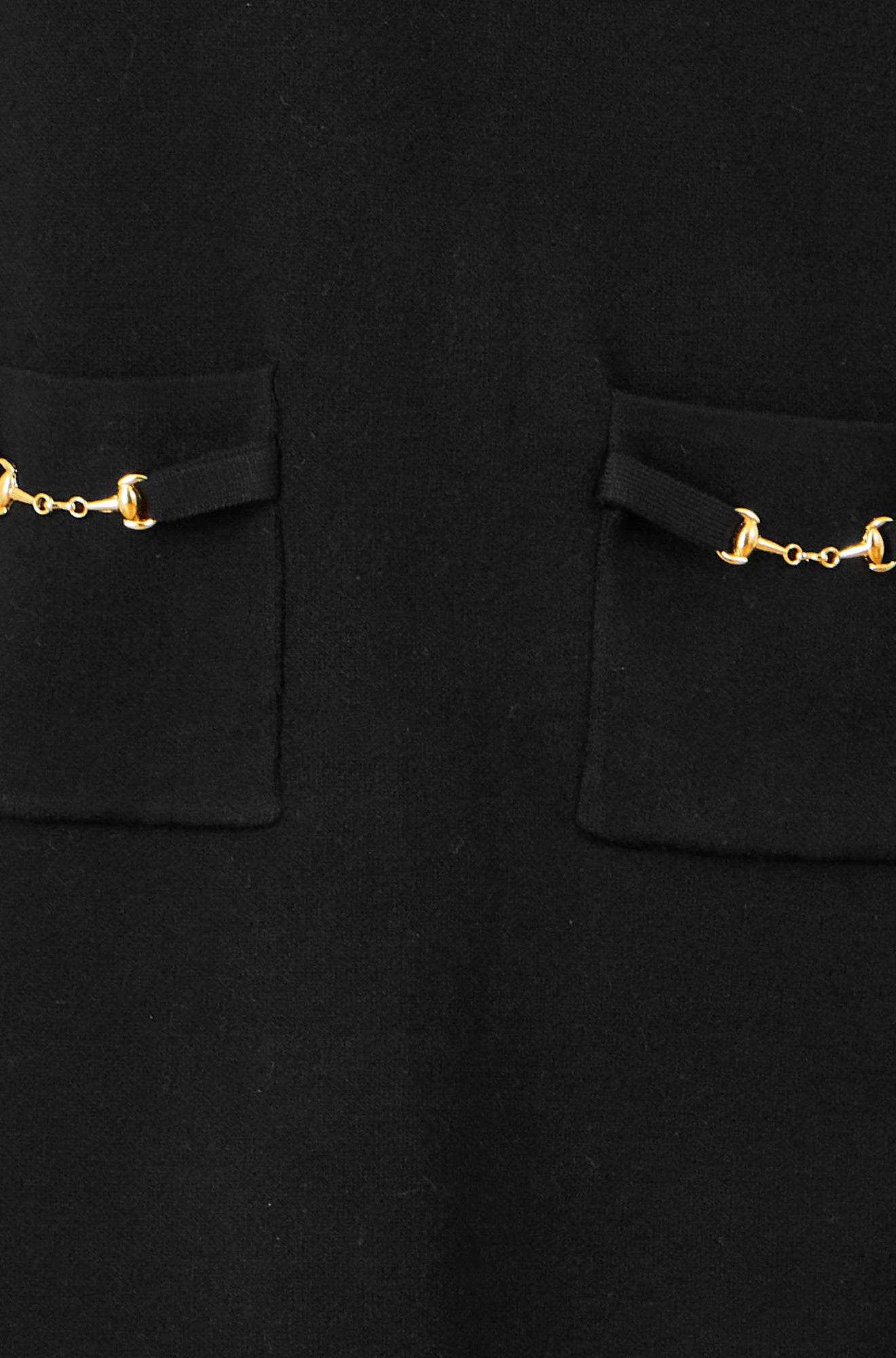 Yumi Black Knitted Tunic Dress With Gold Hardware Details Knit Dress Yumi