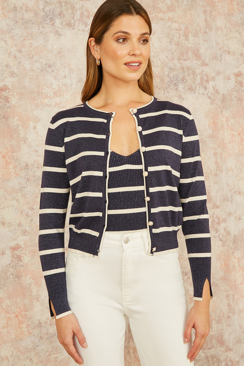 Striped Sparkle Knitted Cardigan