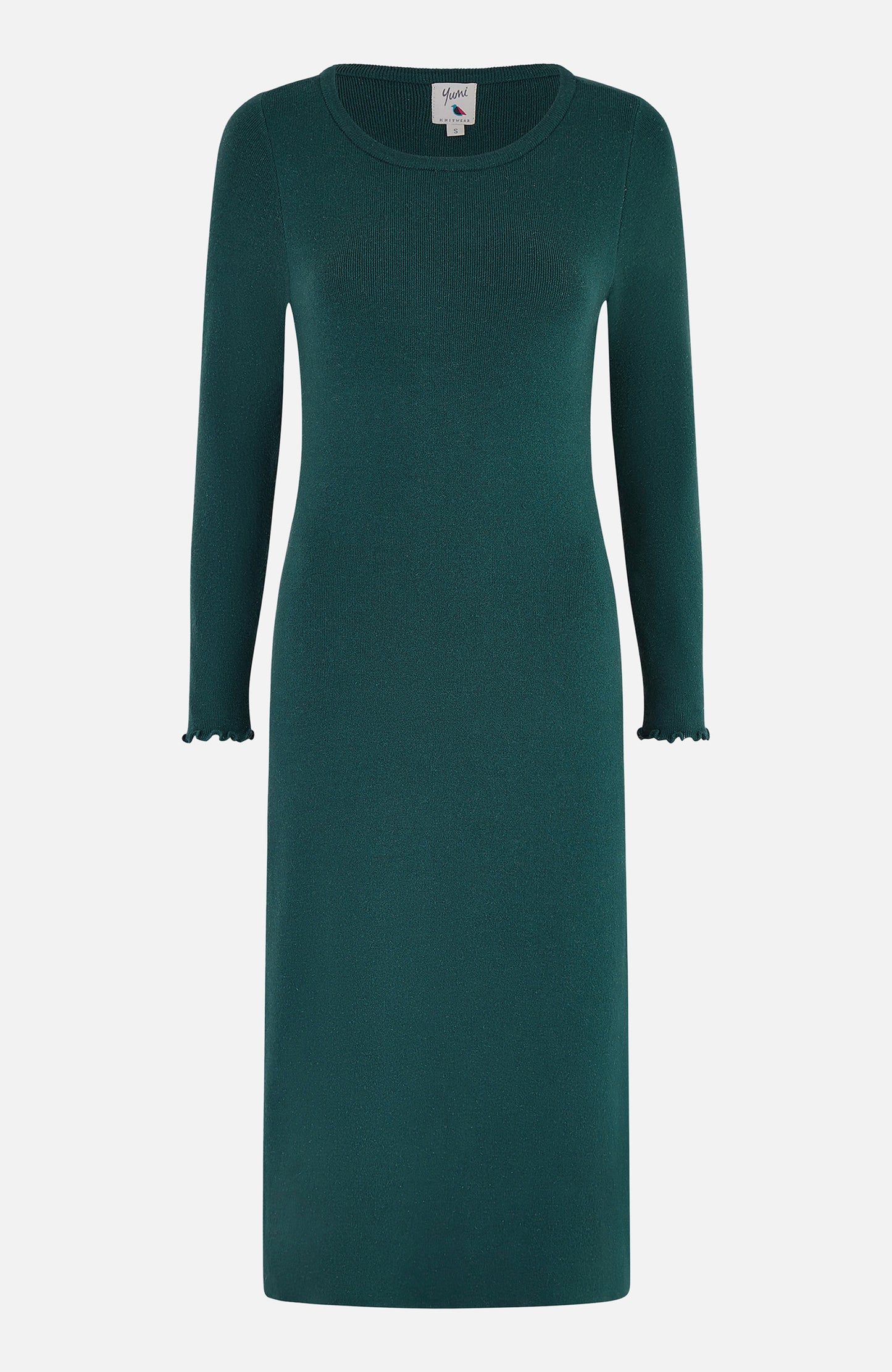 Yumi Green Sparkle Knit Midi Jumper Dress Yumi