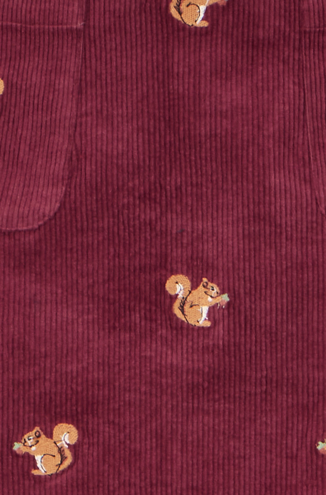 Yumi Burgundy Corduroy Embroidered Squirrel Mini Skirt SKIRT Yumi