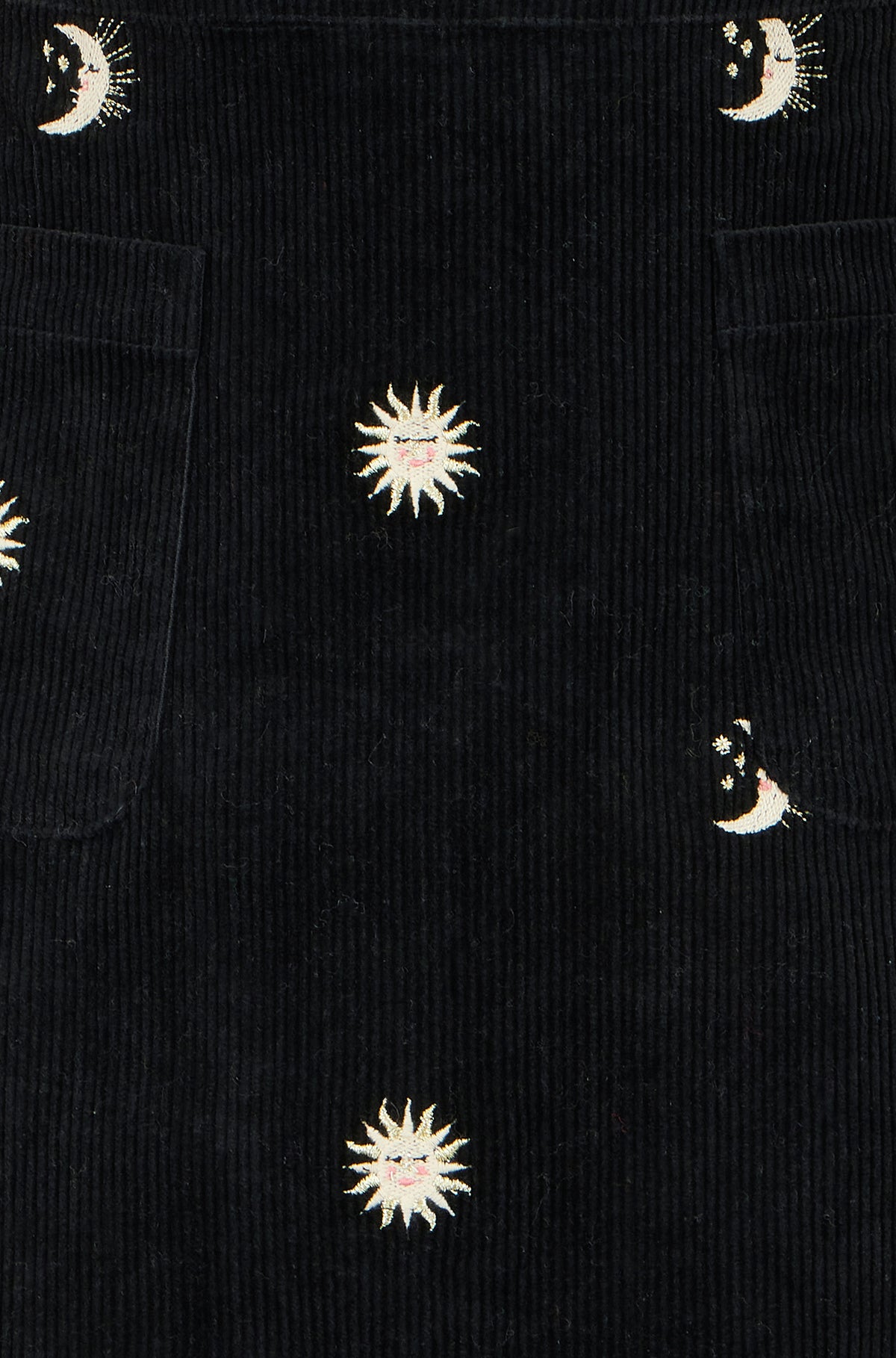 Yumi Black Cosmic Embroidered Mini Skirt SKIRT Yumi