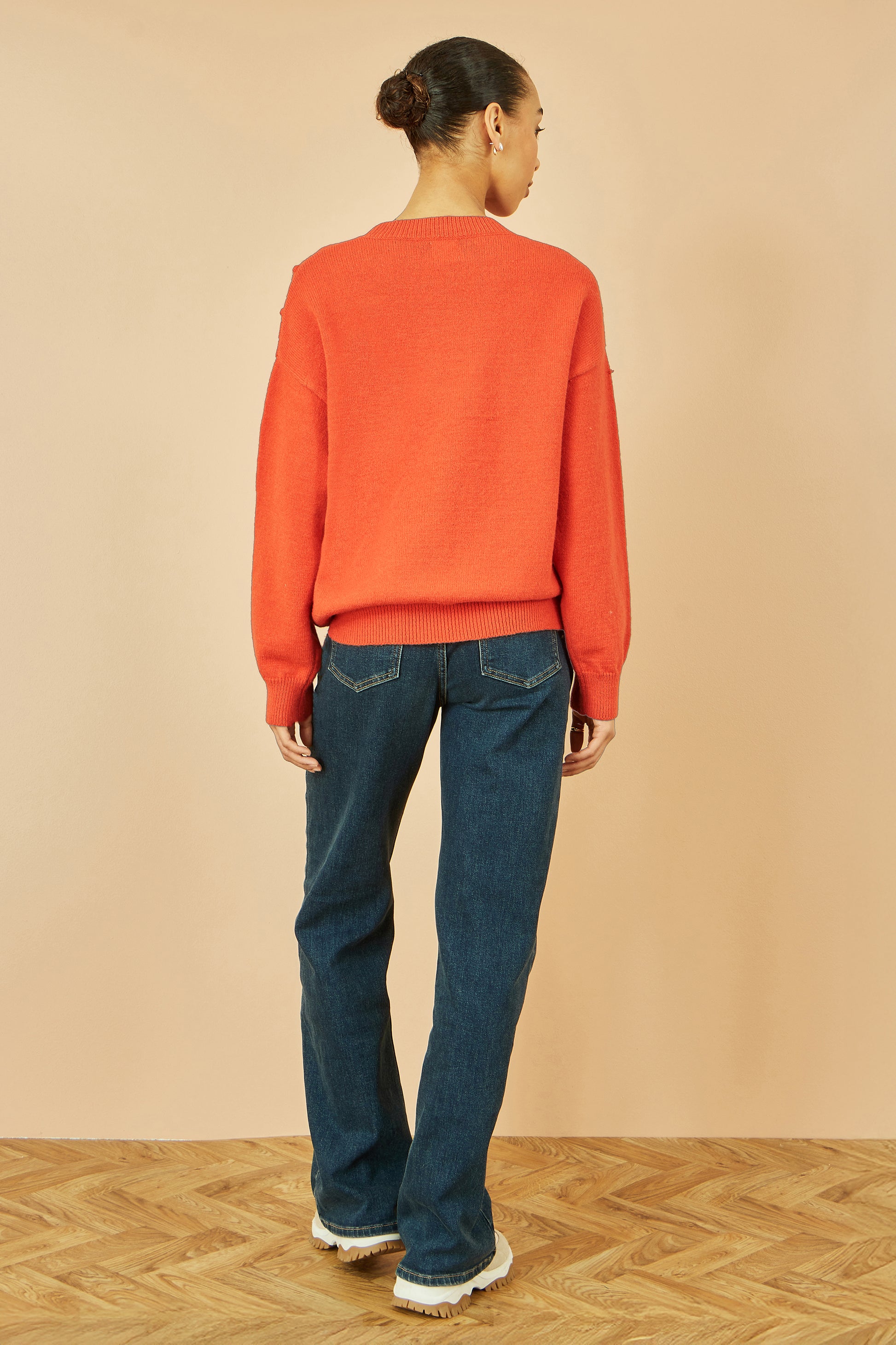 Yumi Orange Heart Knit Relaxed Jumper Knit Jumper Yumi