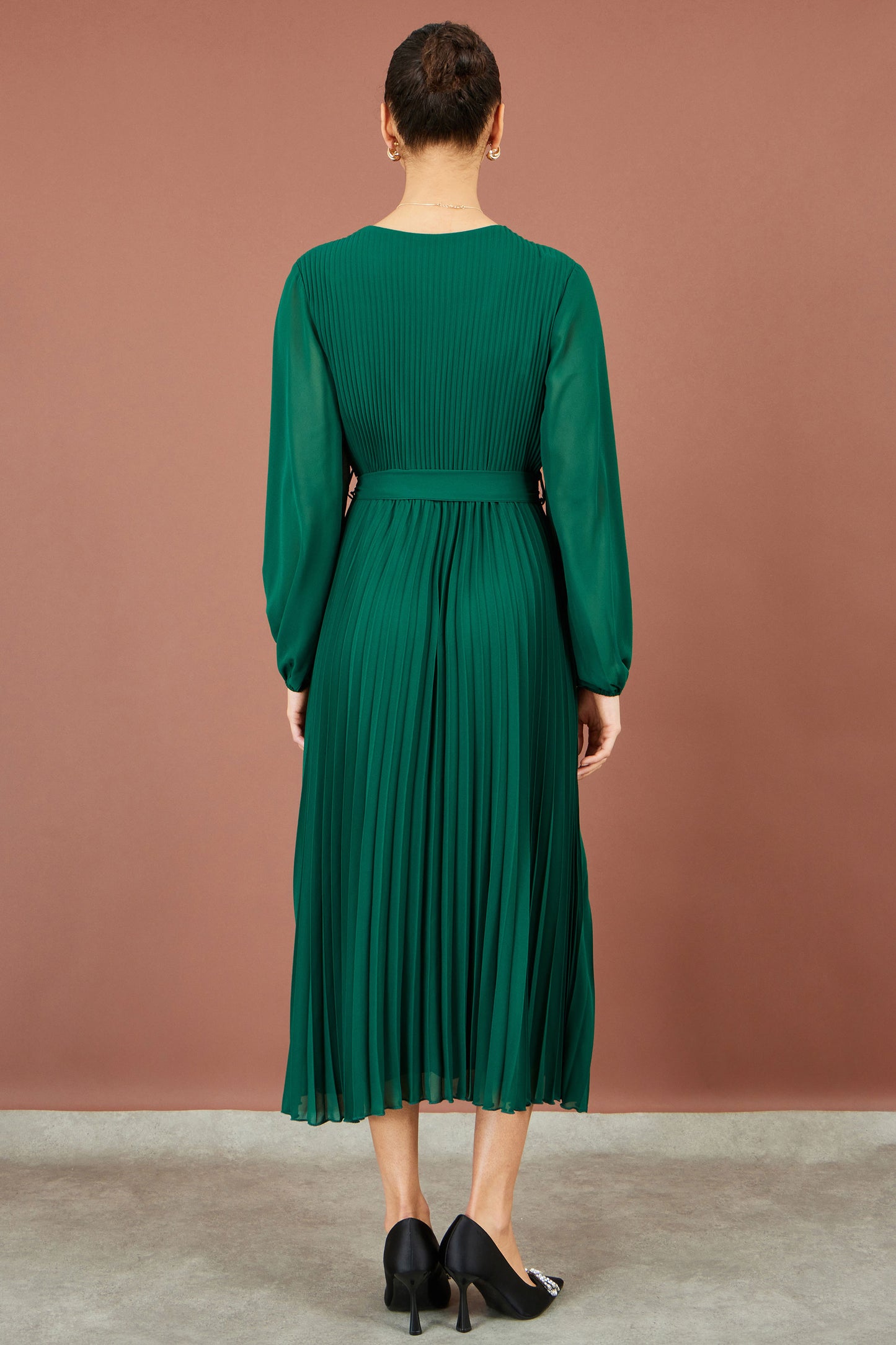 Yumi Green Pleated Wrap Midi Dress Dress Occasion Yumi