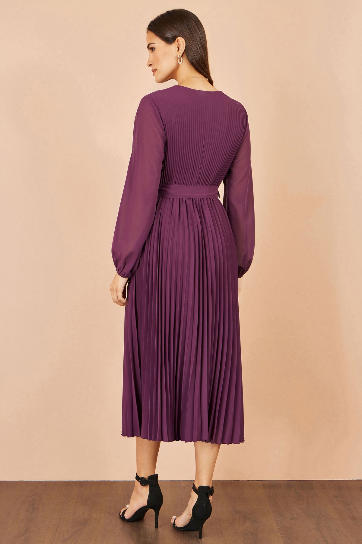 Yumi Purple Pleated Wrap Midi Dress Dress Occasion Yumi