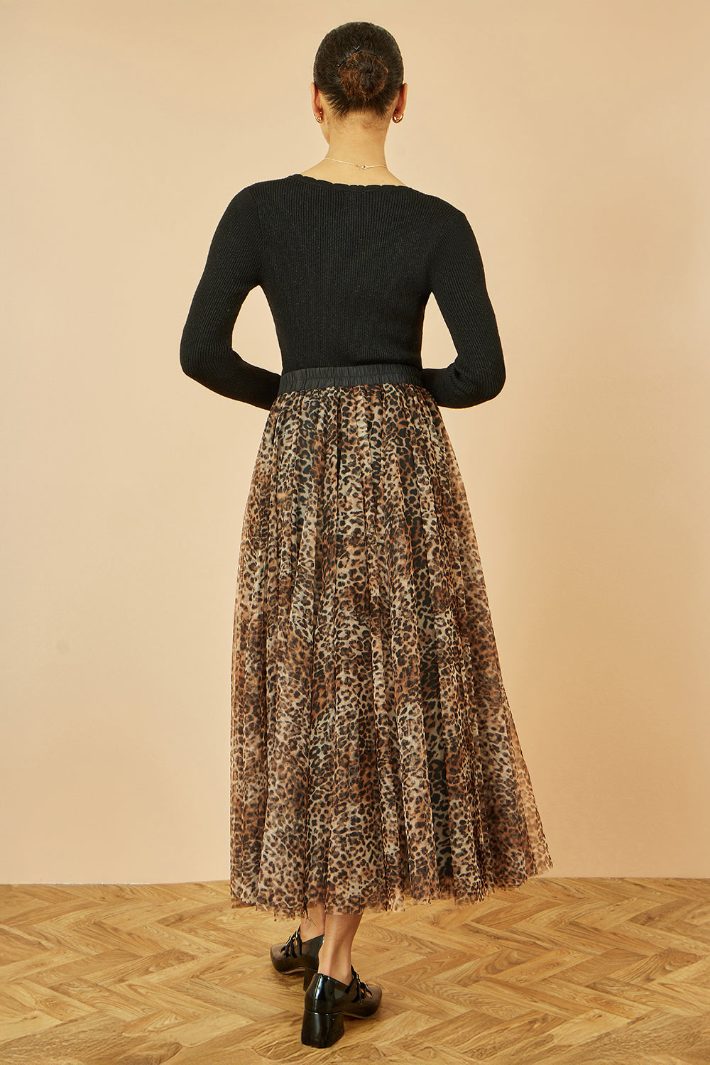 Yumi Brown Leopard Mesh Tulle Skirt Skirts Yumi