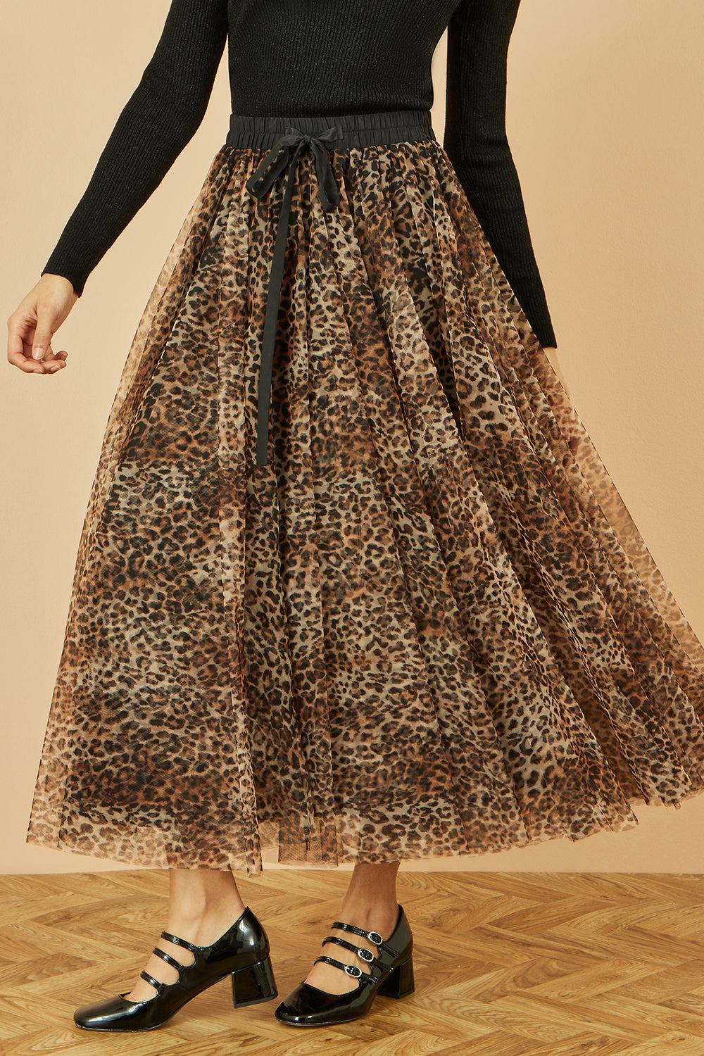 Yumi Brown Leopard Mesh Tulle Skirt Skirts Yumi