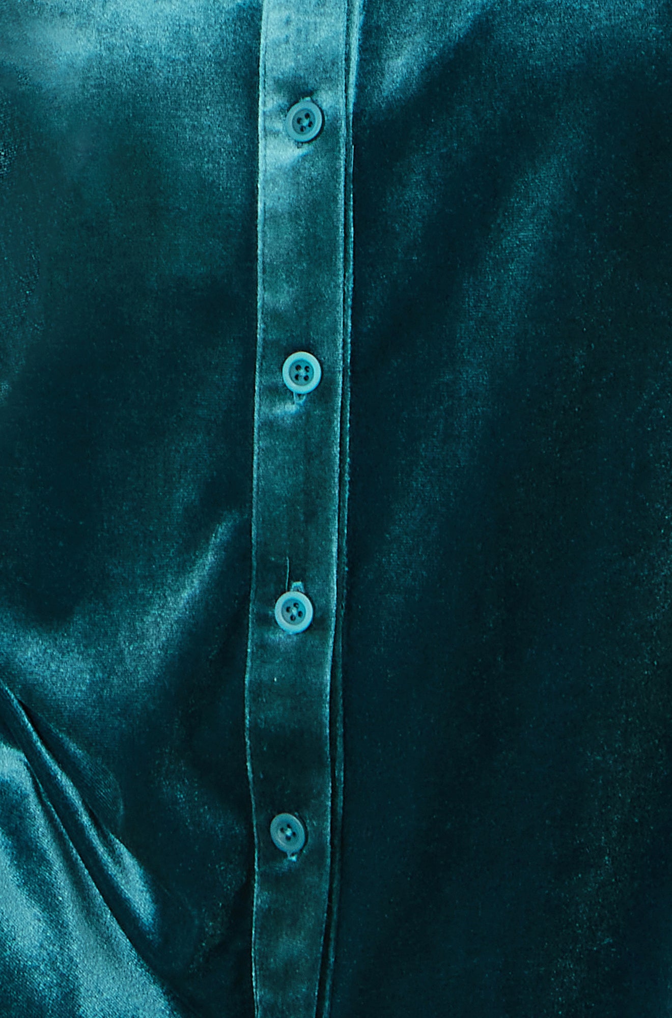 Yumi Teal Velvet Relaxed Fit Shirt Top Yumi