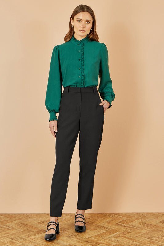 Yumi Green Frill High Neck Shirt SHIRT Yumi