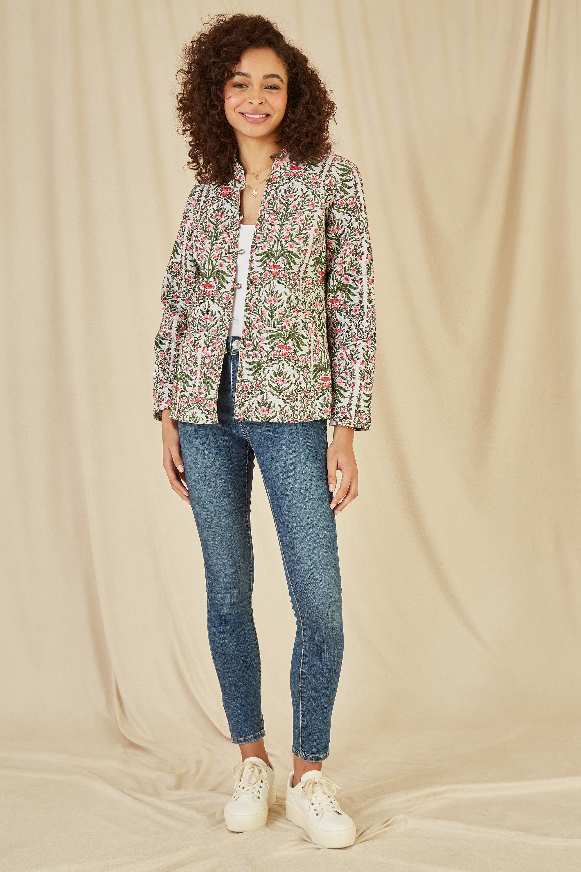 Floral Print Reversible Cotton Quilted Jacket