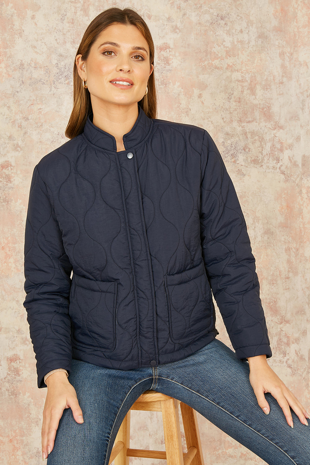 Yumi Navy Short Quilted Jacket JACKET Yumi