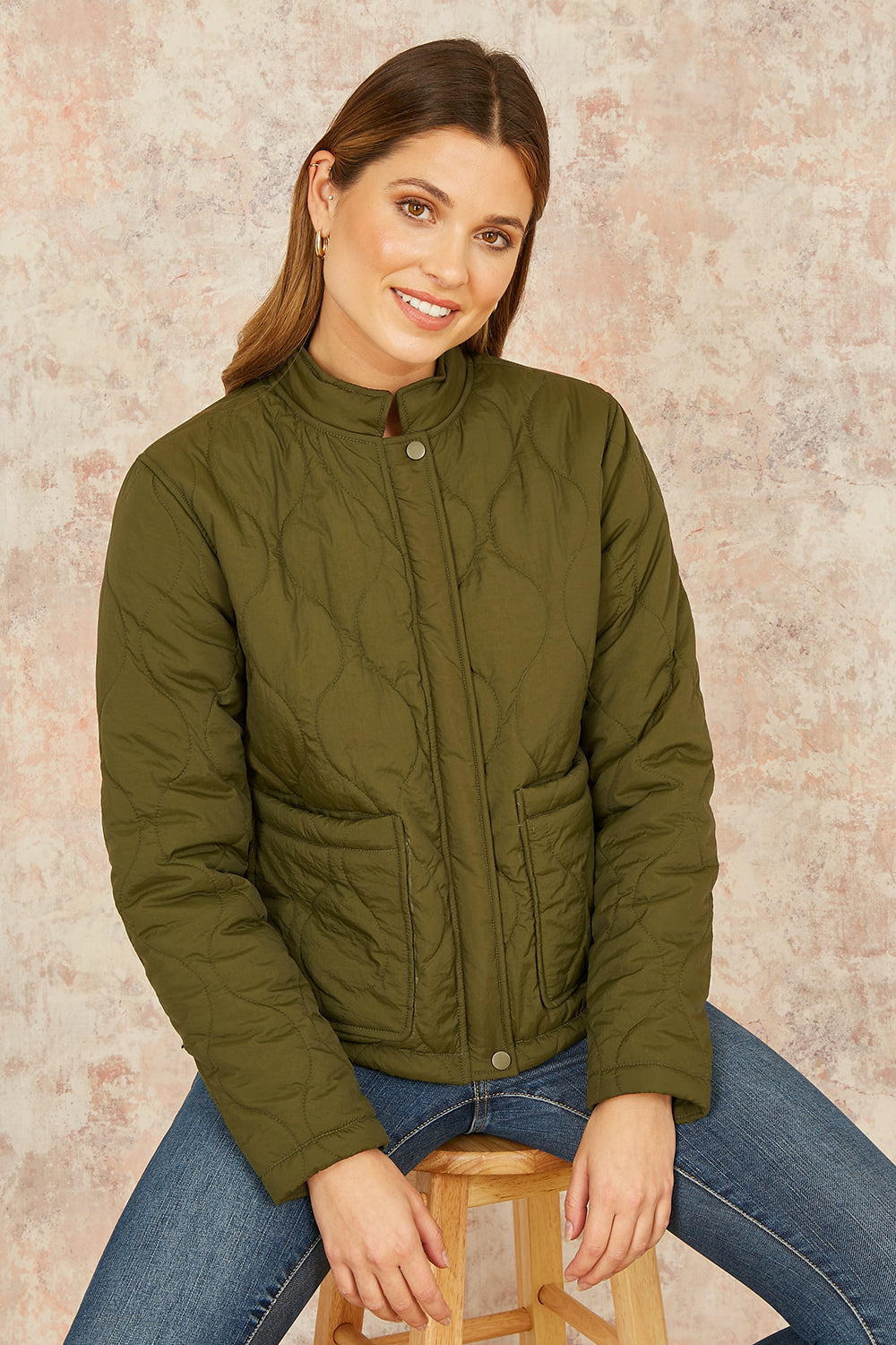 Yumi Green Short Quilted Jacket JACKET Yumi