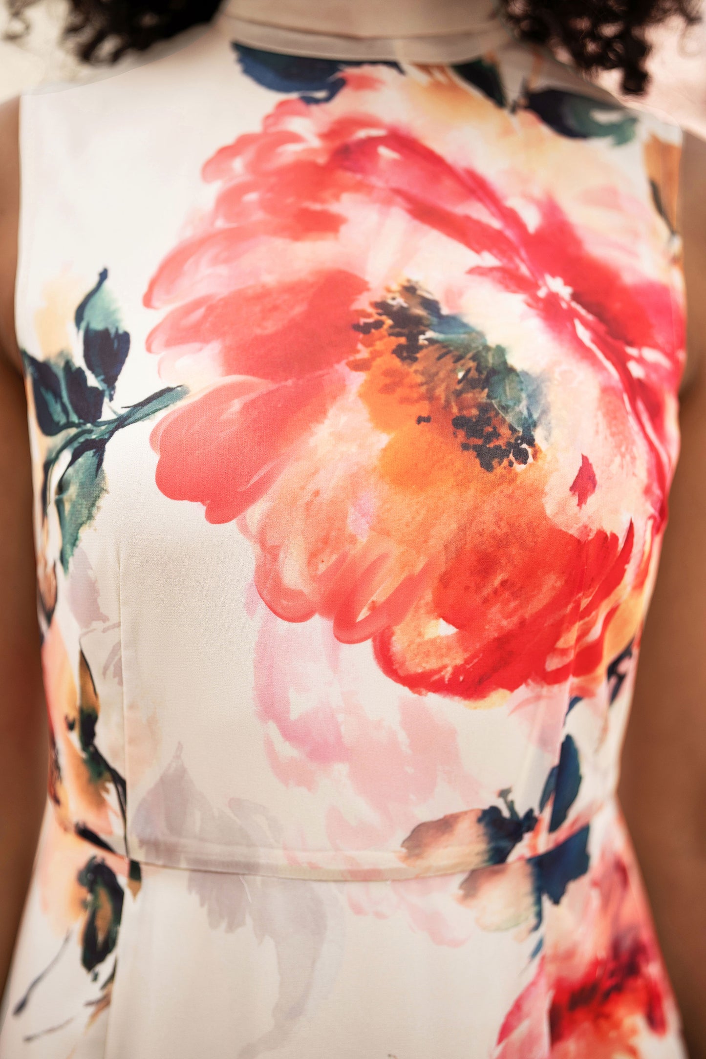 Yumi Ivory Flower Halter Neck Maxi Dress Dress Occasion Yumi