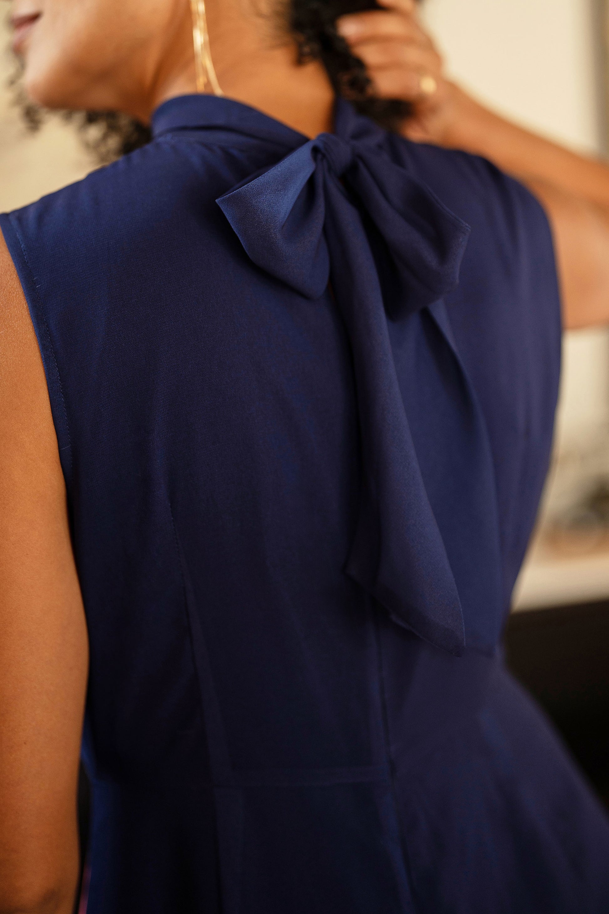 Yumi Navy Flower Halter Neck Maxi Dress Dress Occasion Yumi