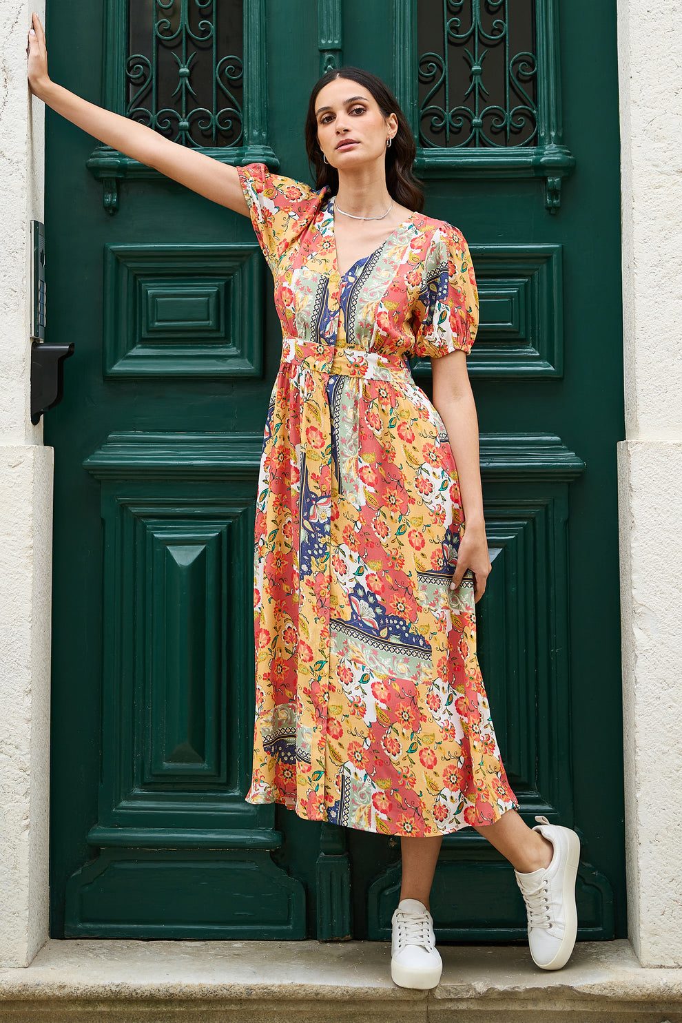Vivo Yumi Maxi Shirt Dress - Dark Mustard (poly-cotton) main image 1