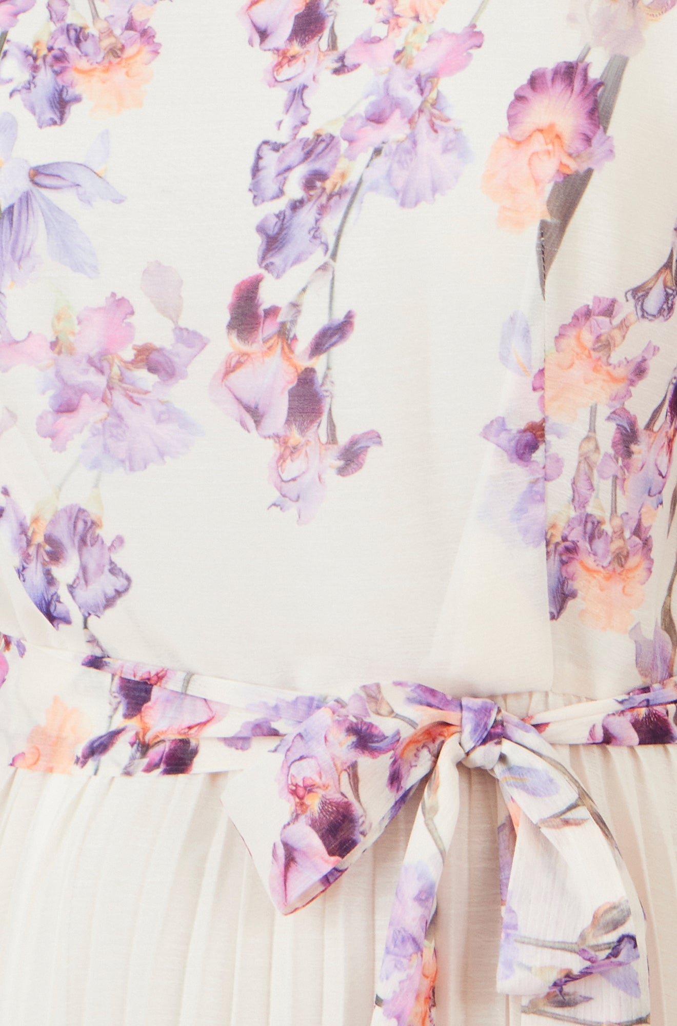 Yumi Ivory Floral Mirror Pleated Midi Dress Dress Occasion Yumi