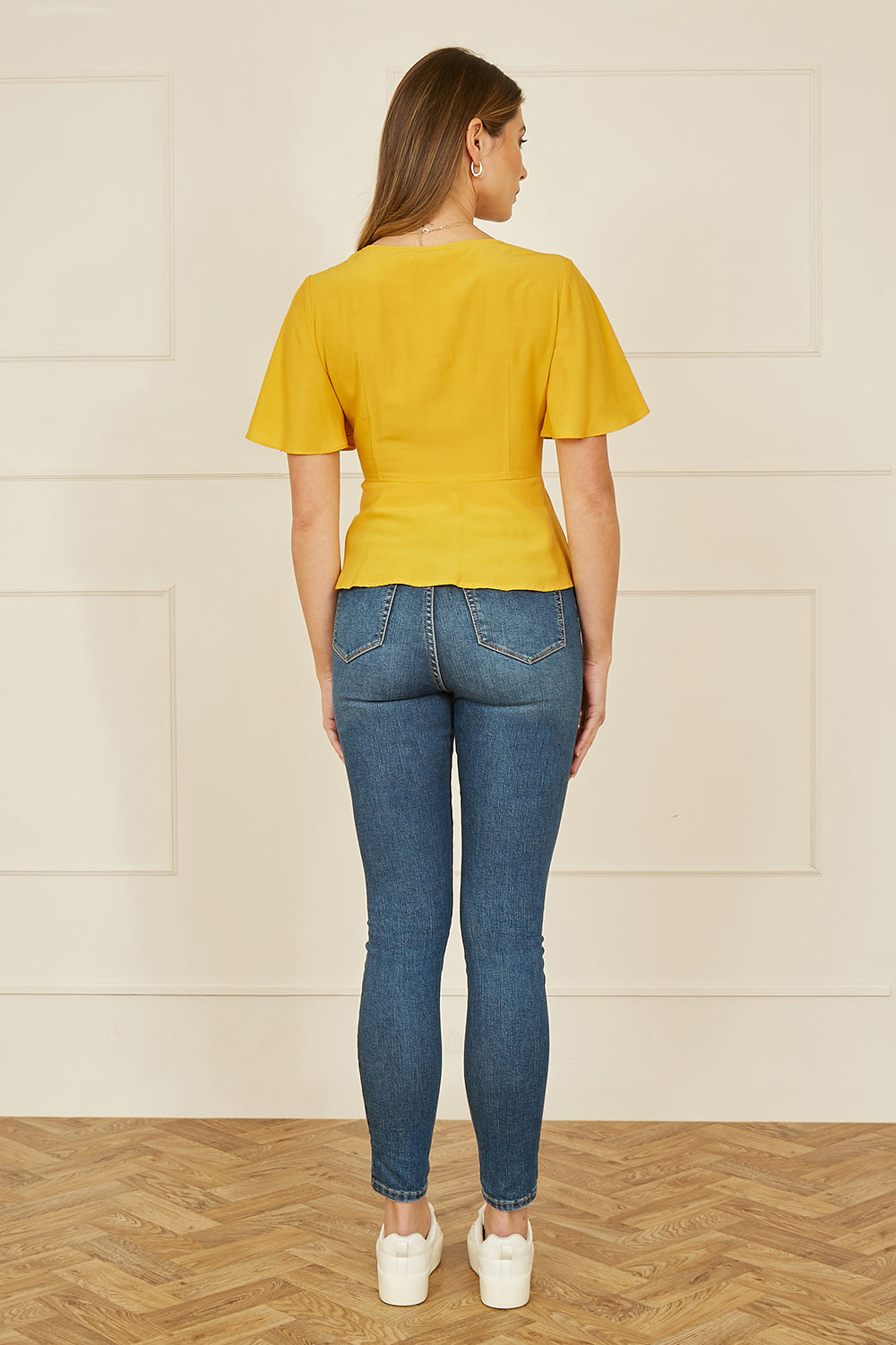 Yumi Yellow Button Up Top Top Yumi