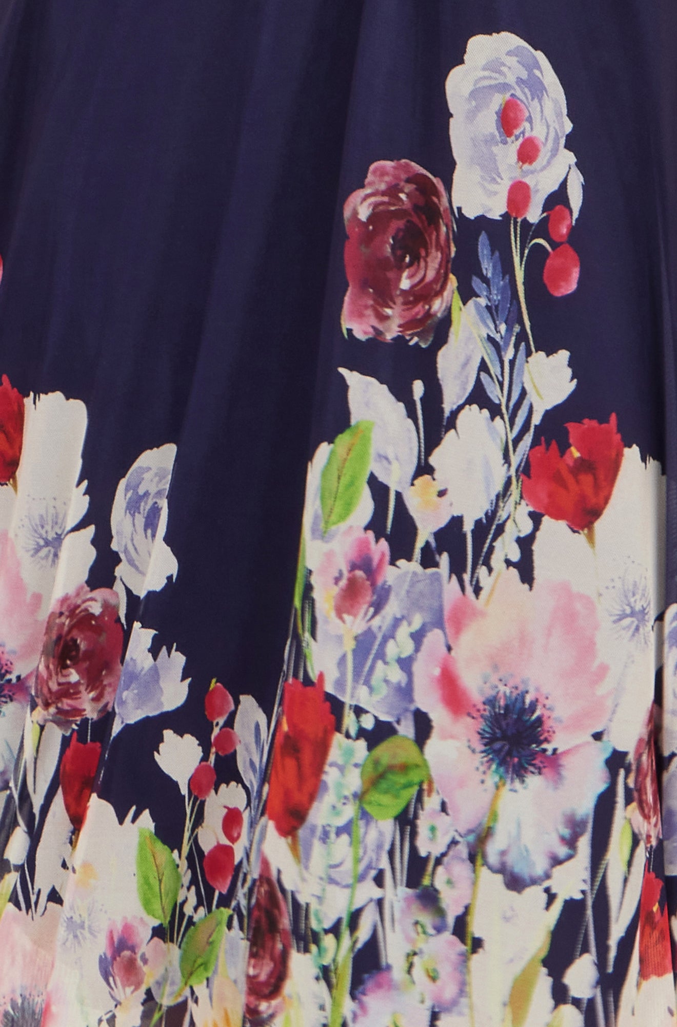 Yumi Navy Mesh Wrap Midi Dress With Floral Hem Border Occasionwear Yumi