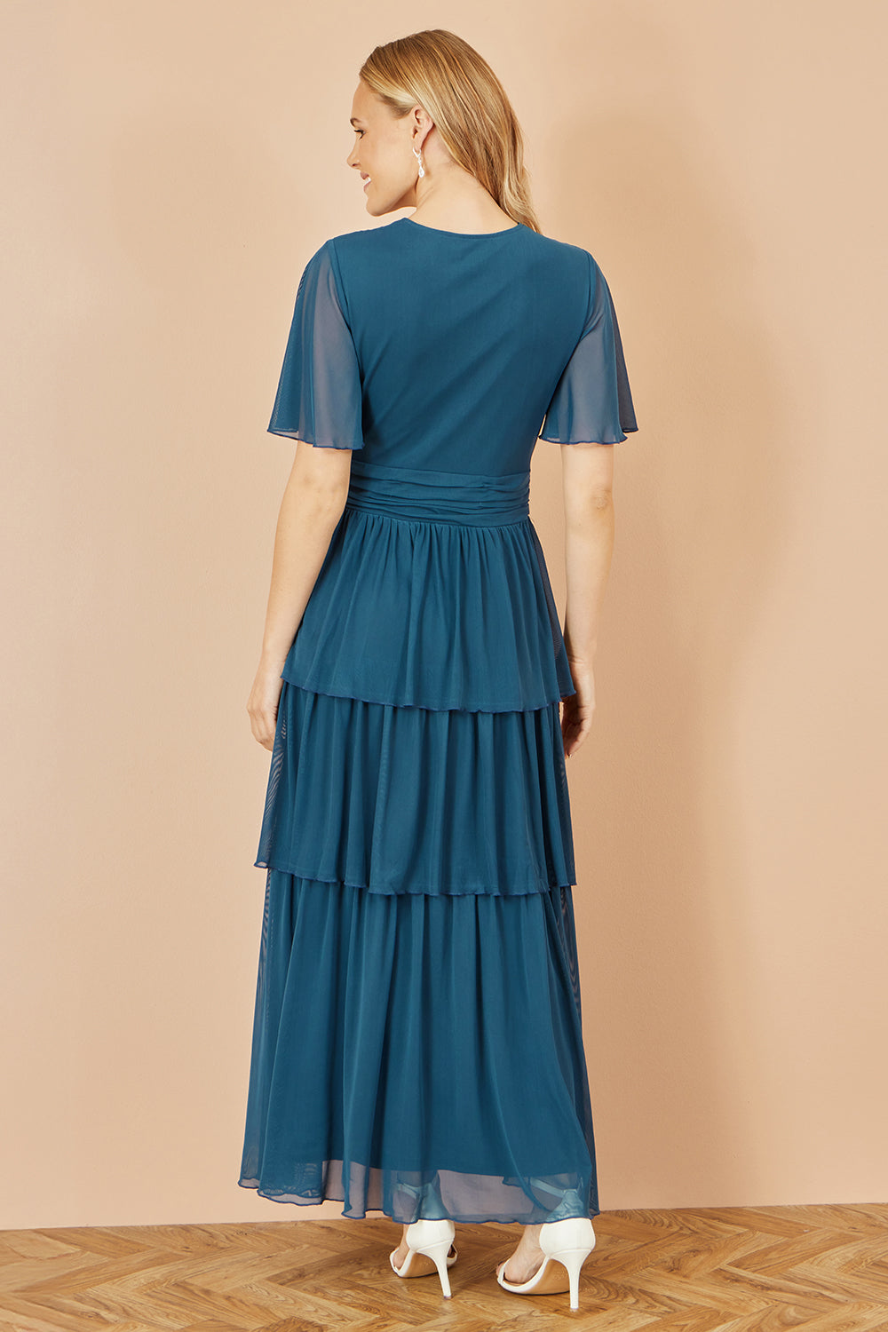 Yumi Teal Mesh Tiered Maxi Dress Dress Occasion Yumi