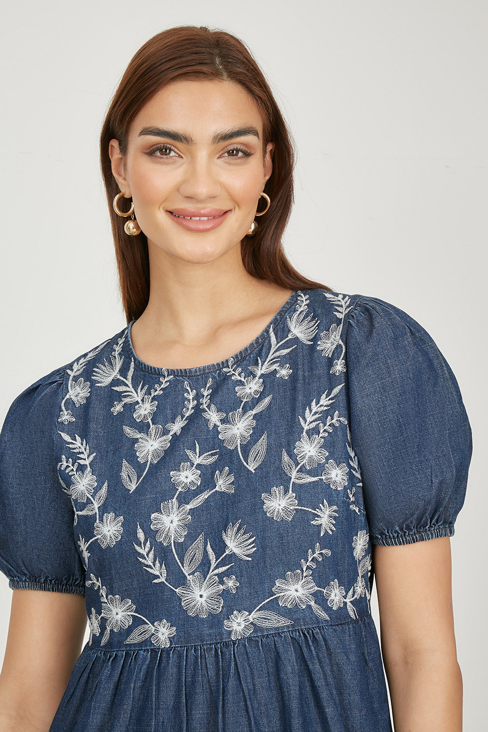 sachin and babi light blue dress Sunday Flow Embroidered Denim Dress main image 1