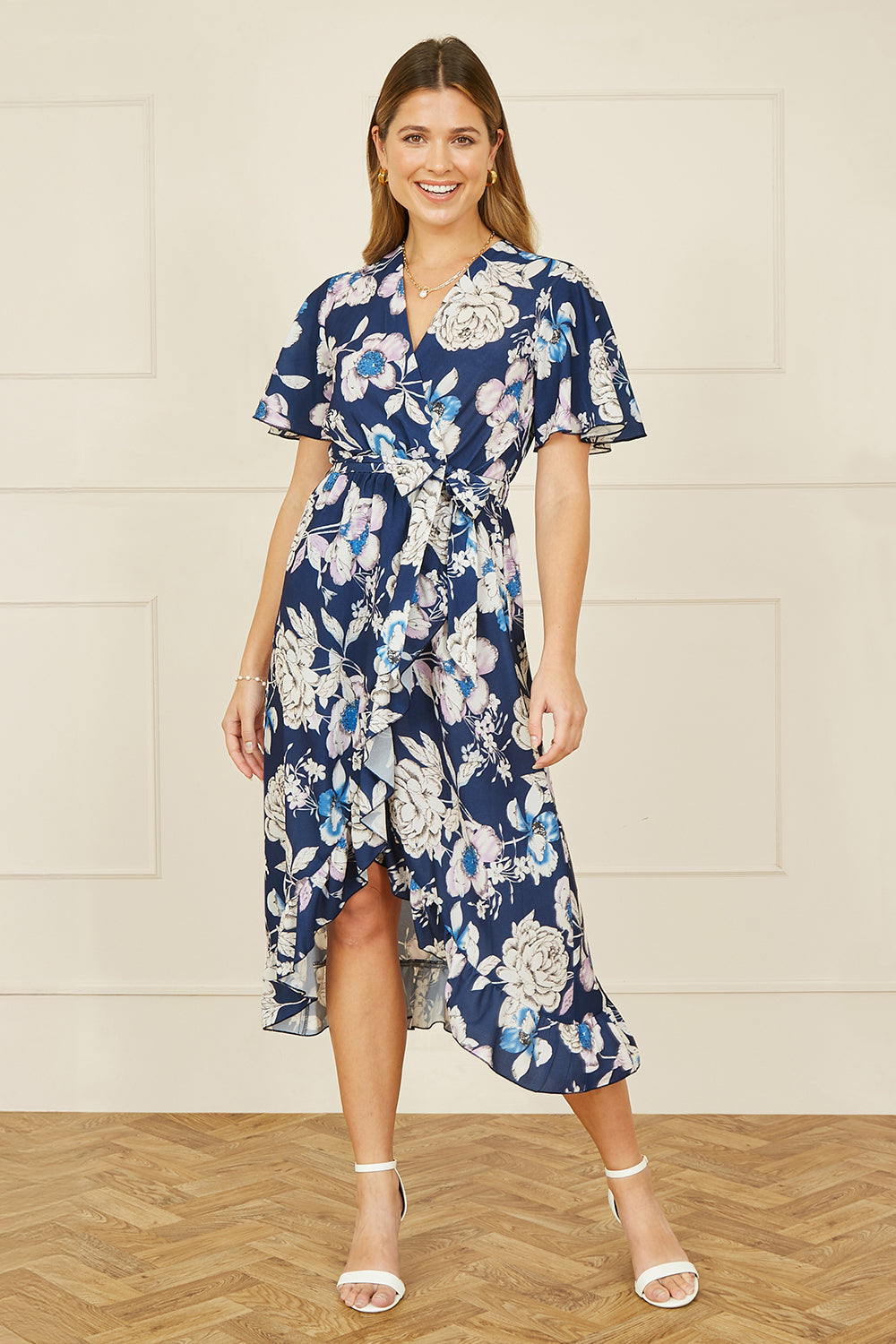 Floral Midi Wrap Dress