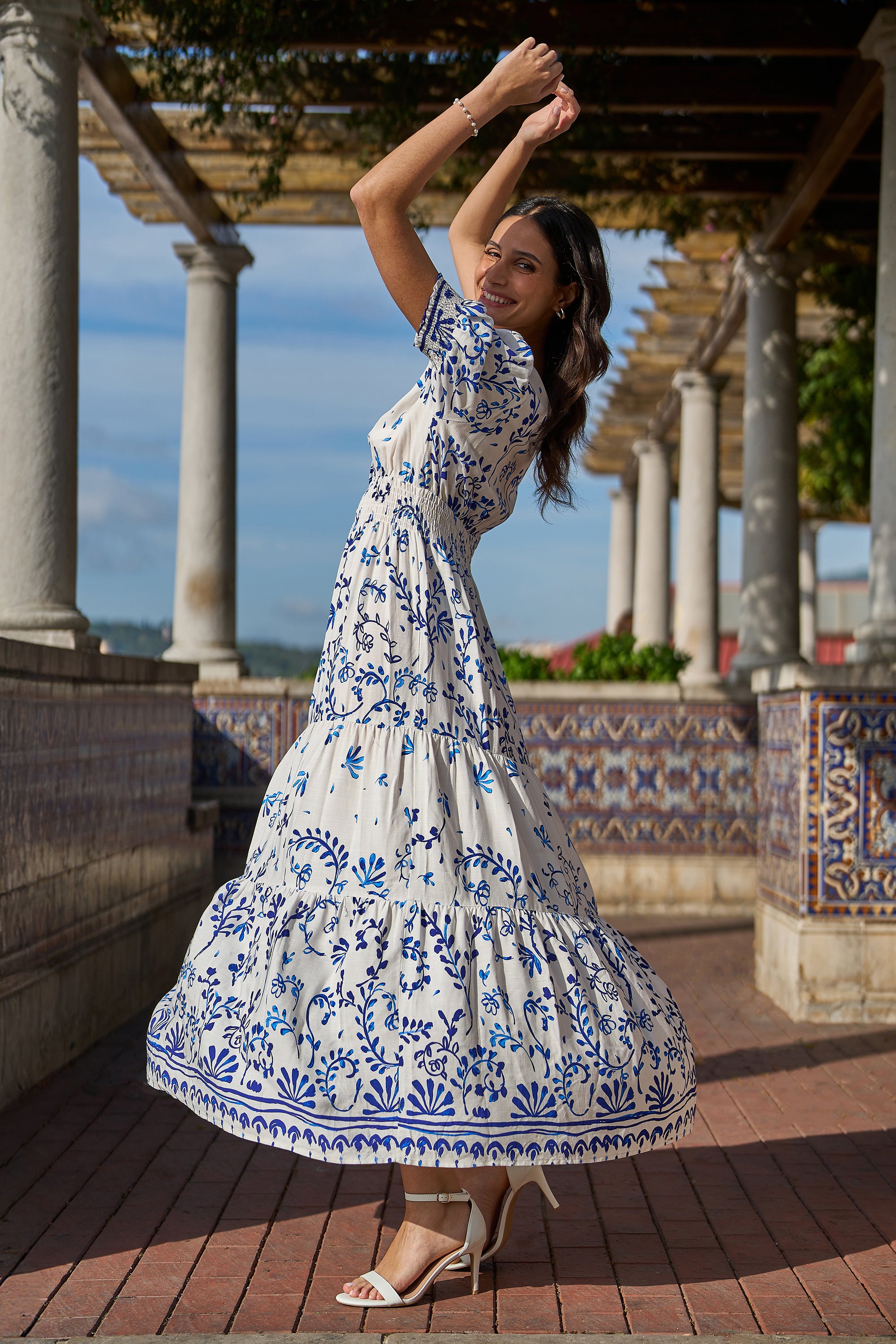 Border Print Maxi Dress