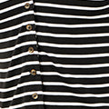 Yumi Black Striped Cotton Jersey Lettuce Trim T-Shirt Top Yumi