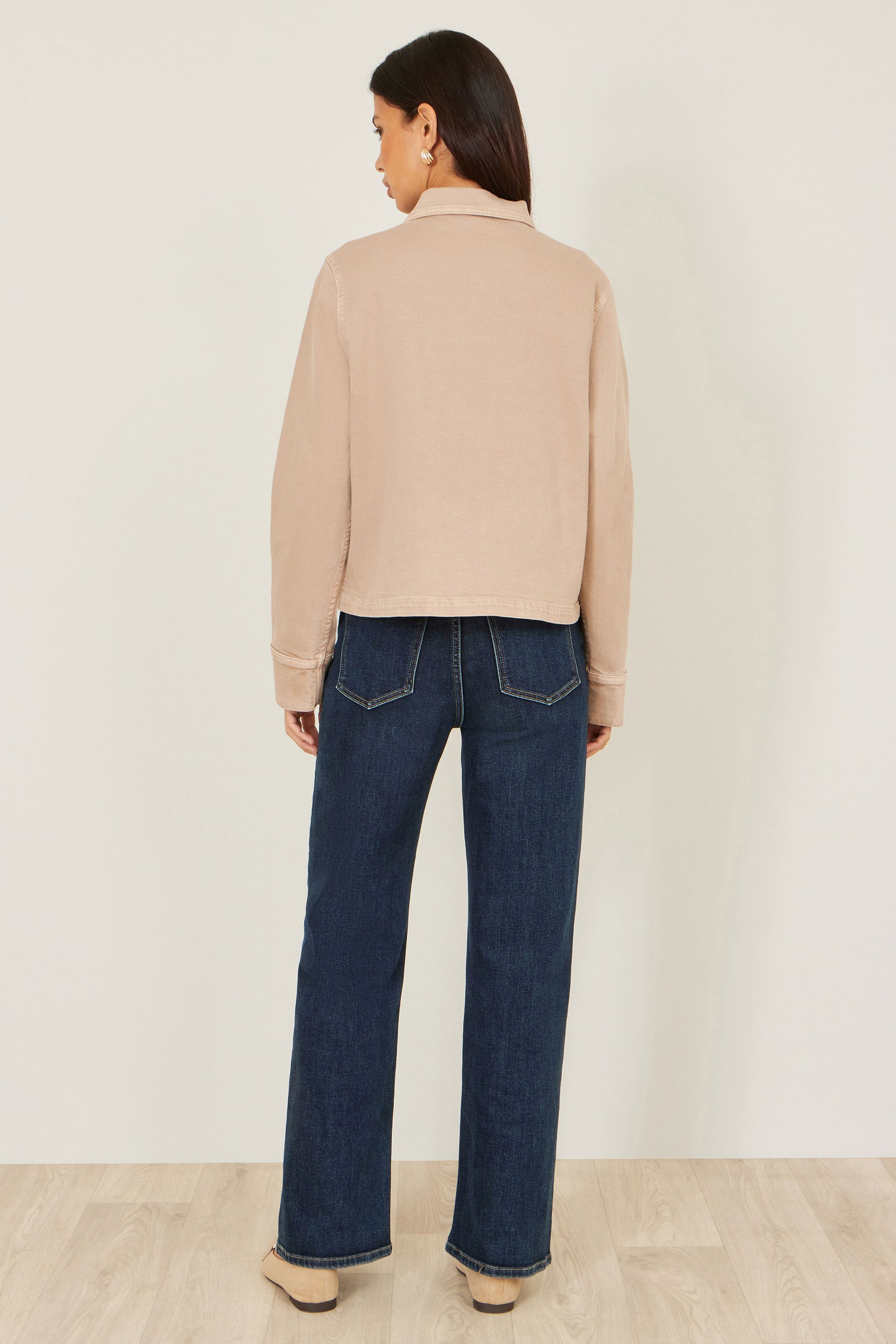 Yumi Beige Canvas Jacket With Patch Pockets Outerwear Yumi