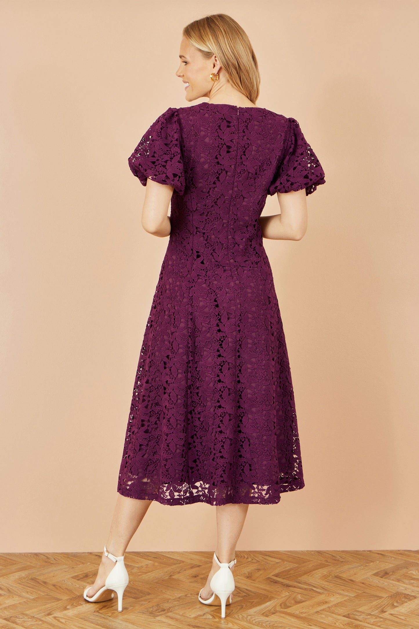 Yumi Burgundy Lace Midi Skater Dress Dress Occasion Yumi