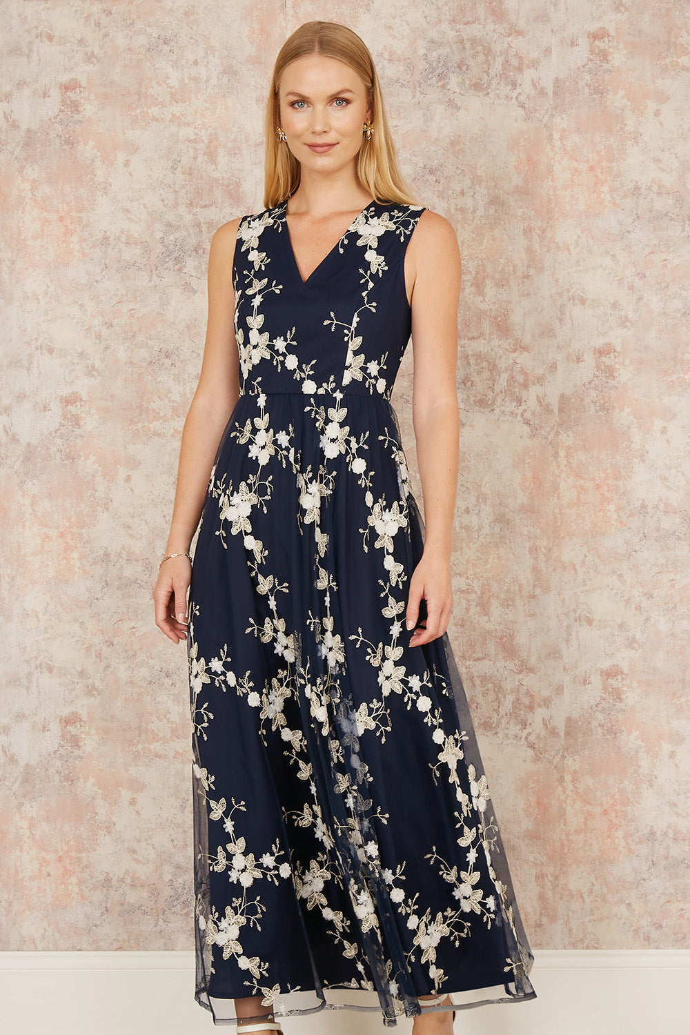 Mesh Embroidered Maxi Dress