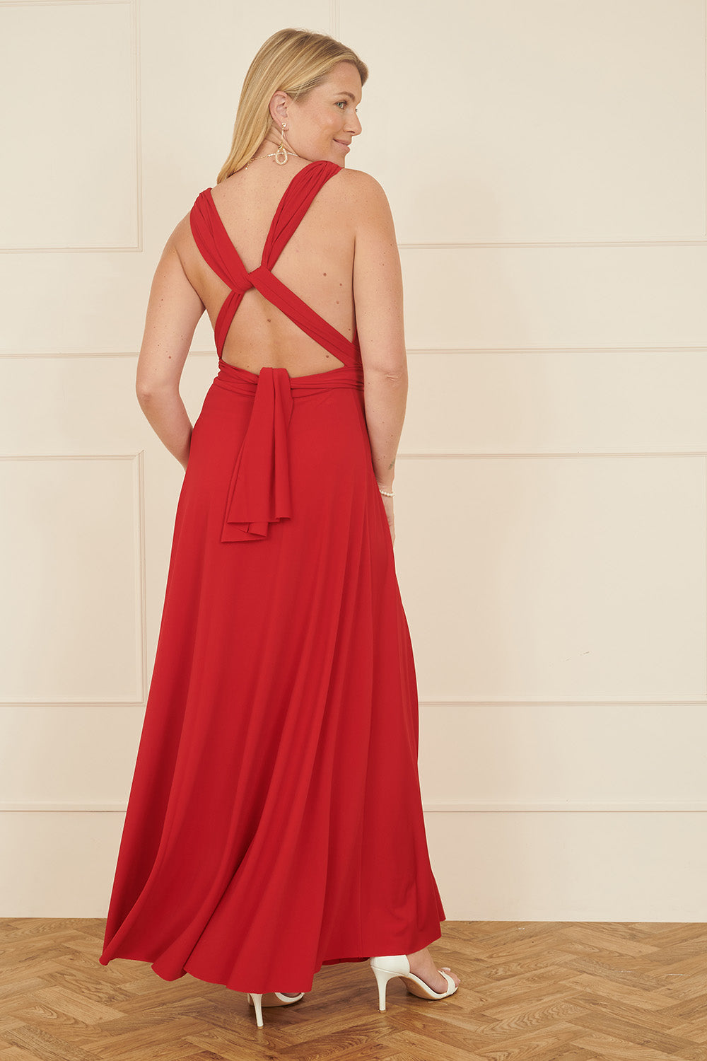 multiway midi dress Yumi Red Jersey Stretch Multiway Midi Dress