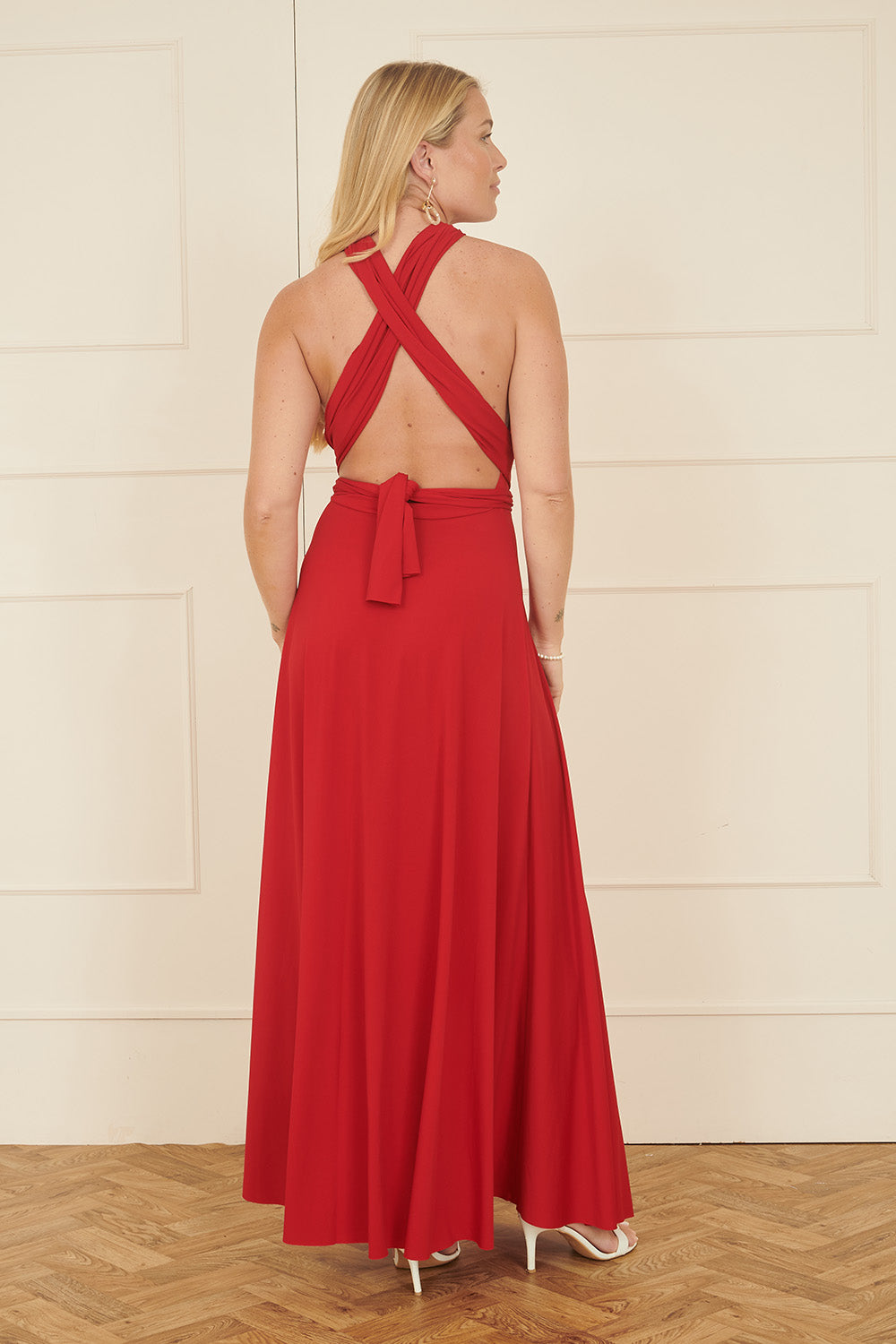 Yumi Red Jersey Stretch Multiway Midi Dress | Yumi